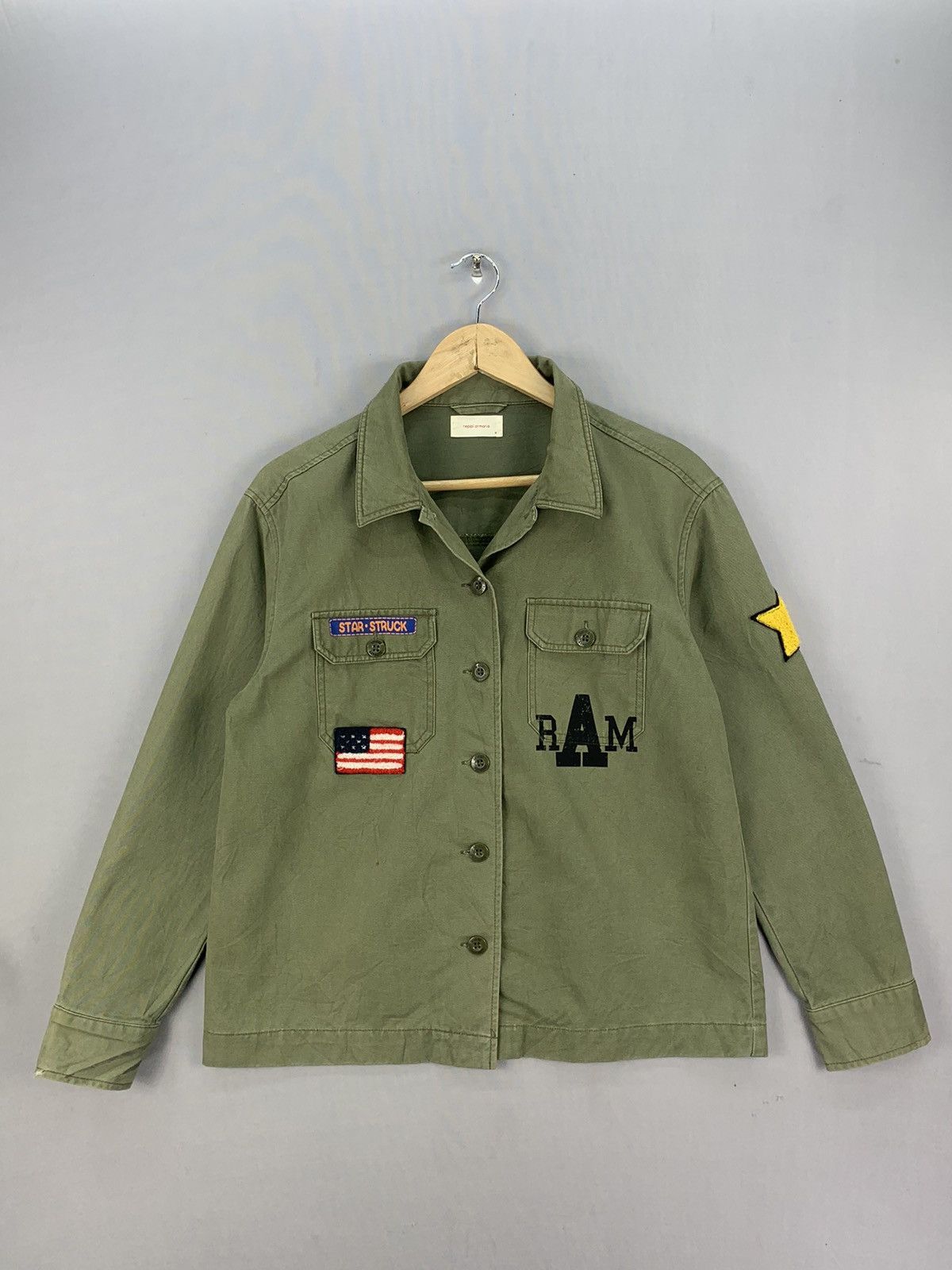 00s short military jacket patch work y2k Vintage 90s 00s Y2K US