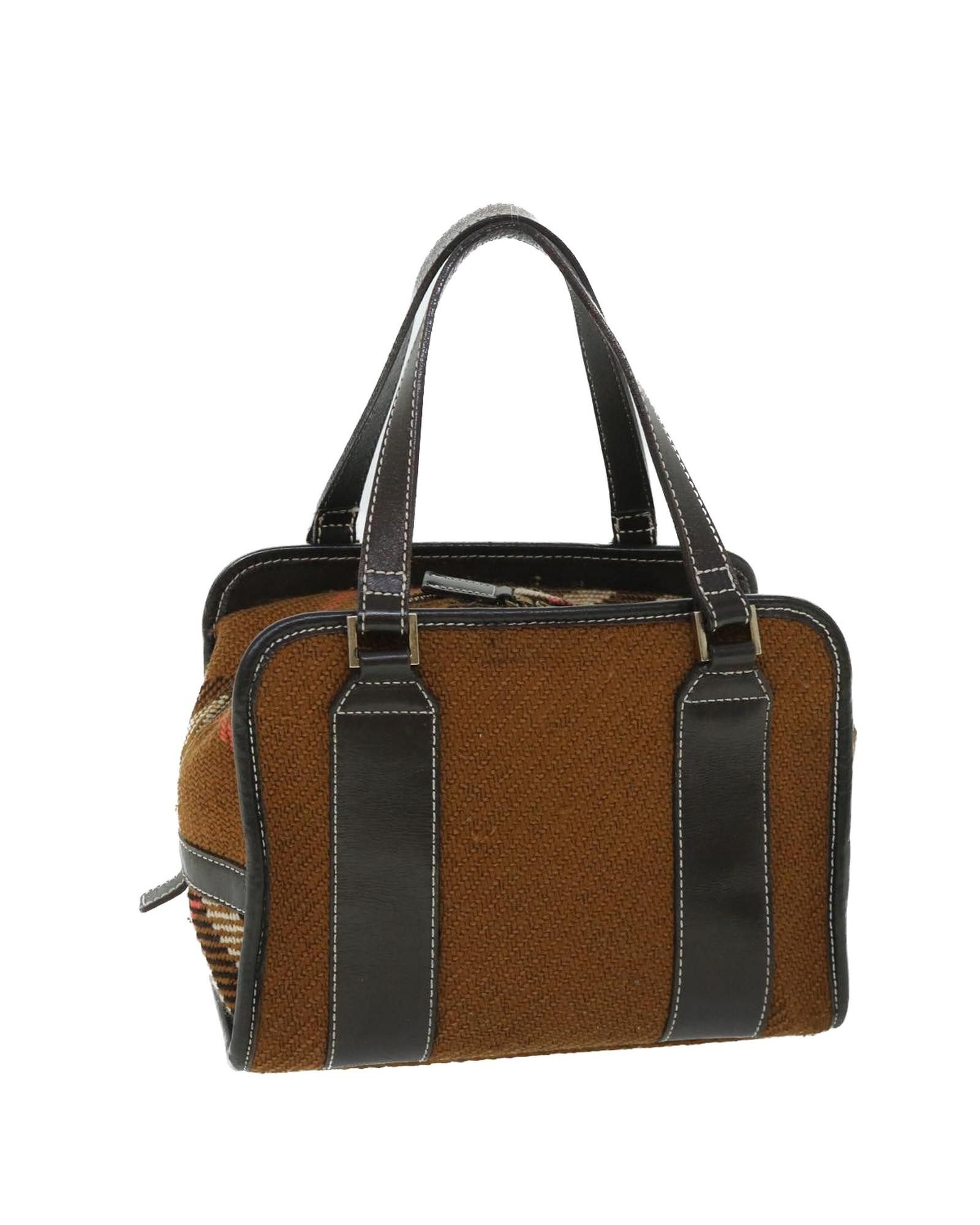 image of Burberry Wool Leather Hand Bag Brown, Women's