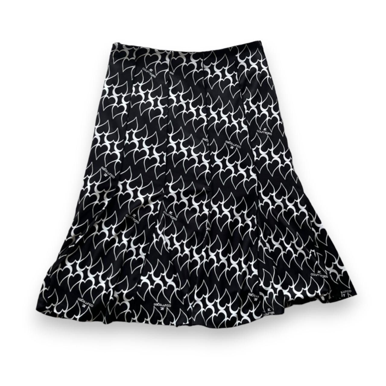 Courreges Courreges black and white heart print midi skirt Size 26" / US 2 / IT 38 - 1 Thumbnail
