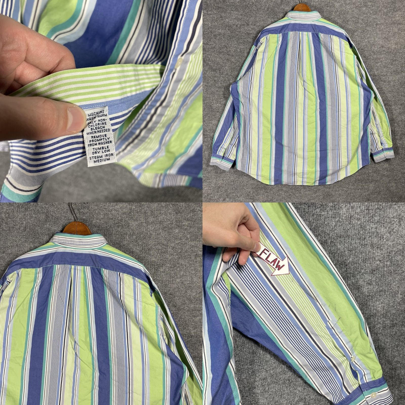 Ralph Lauren Ralph Lauren Shirt 2XL Blake 100% Cotton Green/Blue Striped L/S Button-Down Men's Size US XXL / EU 58 / 5 - 8 Thumbnail