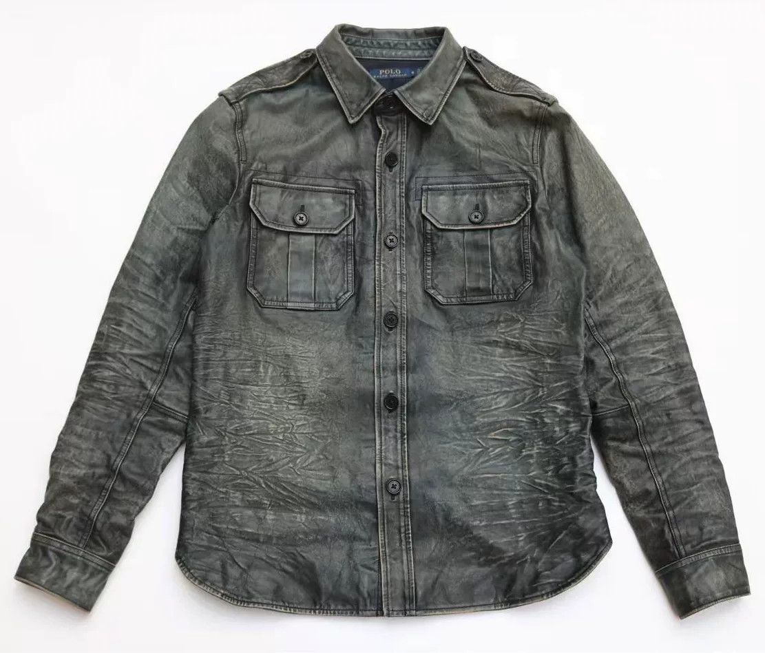 RRL Ralph Lauren RRL Vintage Blue Dyed Leather Shirt Size US M / EU 48-50 / 2 - 1 Thumbnail