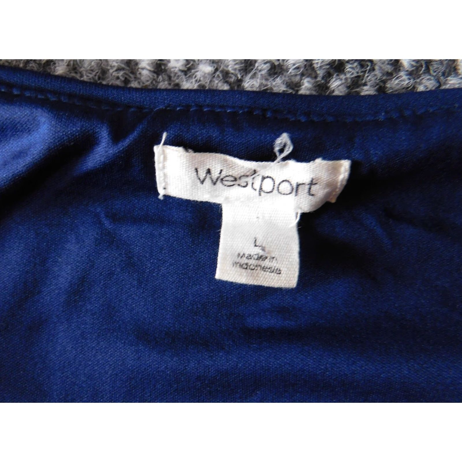 Vintage Westport Womens Blouse L Blue Crew Neck Pullover Stretch Ruffles Short to Long Sleeve Casual Top Size L / US 10 / IT 46 - 4 Thumbnail
