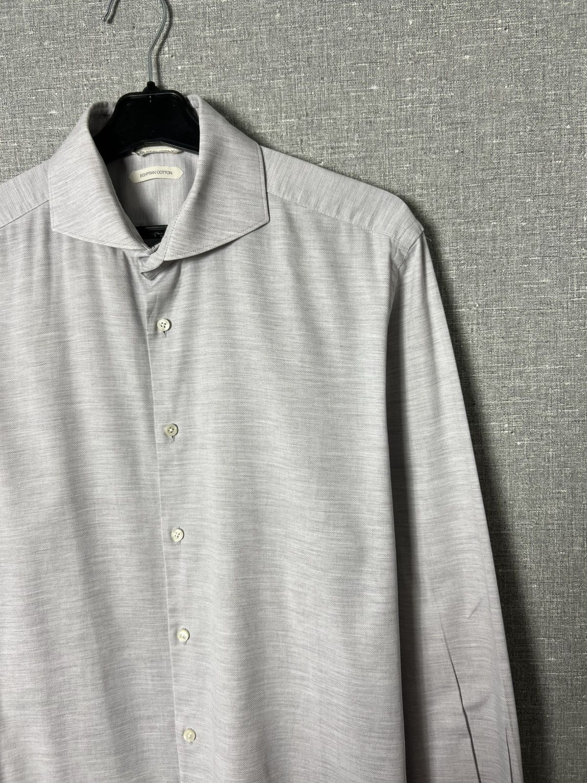 Suitsupply Suitsupply Egyptian Cotton Button Shirt Light Grey Slim Fit Size US M / EU 48-50 / 2 - 5 Thumbnail