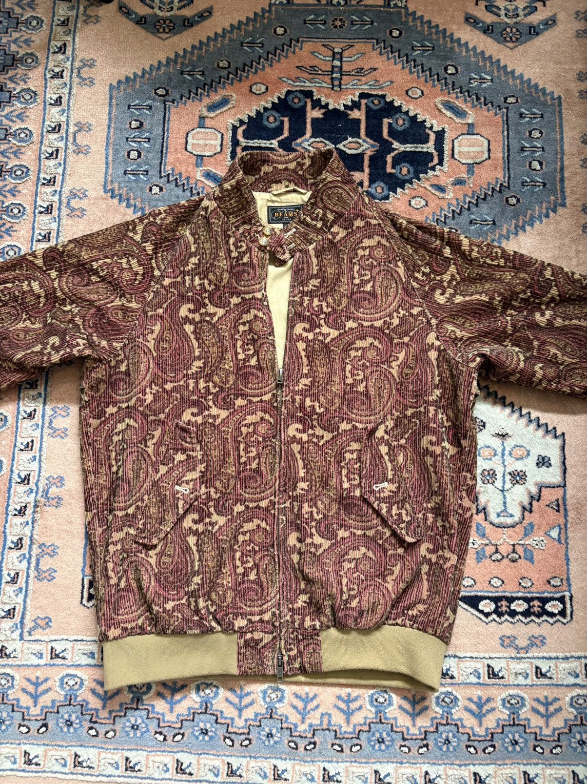 Beams Plus BEAMS corduroy Archive Paisley Knit Bomber Jacket Size US L / EU 52-54 / 3 - 1 Thumbnail