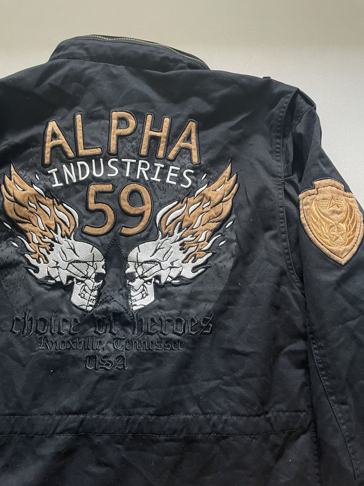 image of Vintage Alpha Industries Military M-65 Jacket Multipocket in Black, Men's (Size 2XL)