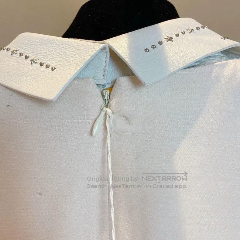Valentino Valentino Off-white stand-up collar patchwork dress Size M / US 6-8 / IT 42-44 - 4 Thumbnail