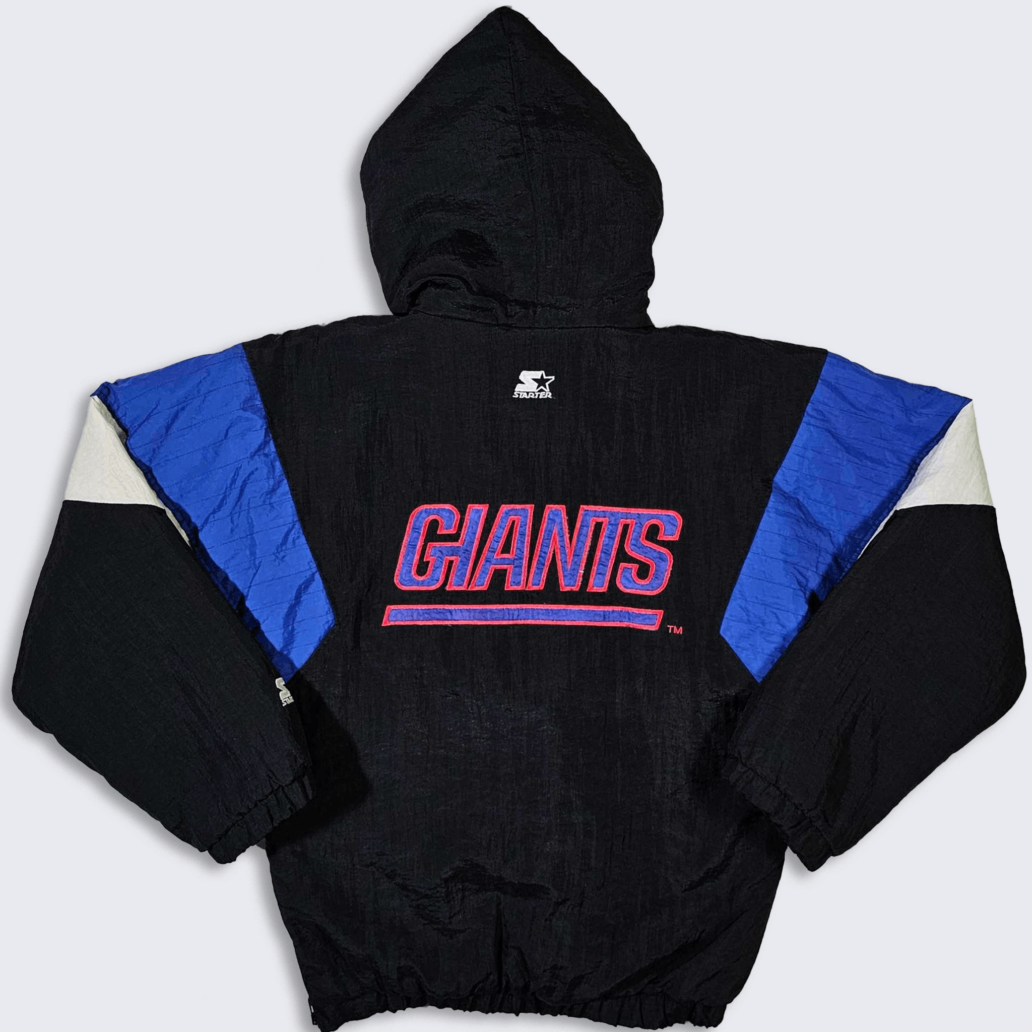 Image of Nfl x Starter New York Giants Vintage 90's Starter Puffer Parka Jacket in Black, Men's (Size XL)