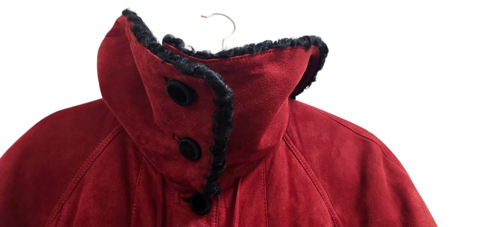 Other Vintage Suede Coat with Black Fur Trim Winter Jacket Size L / US 10 / IT 46 - 7 Thumbnail