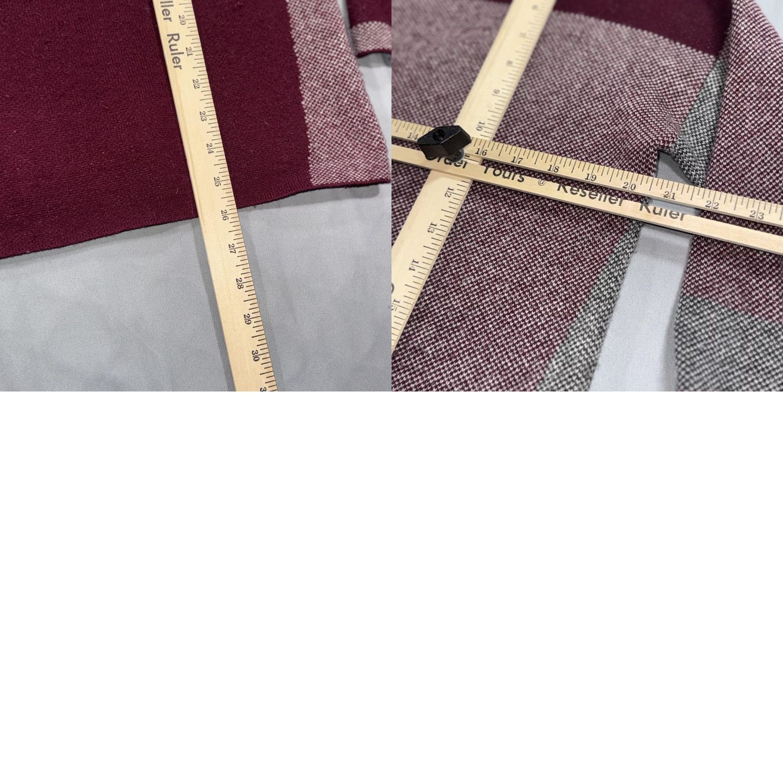 Vince Vince Womens XS Petite Burgundy Gray Wool Cashmere Colorblock Pullover Sweater Pullover Knit Crew Neck Long Sleeve Multicolor Striped Size XS / US 0-2 / IT 36-38 - 8 Thumbnail