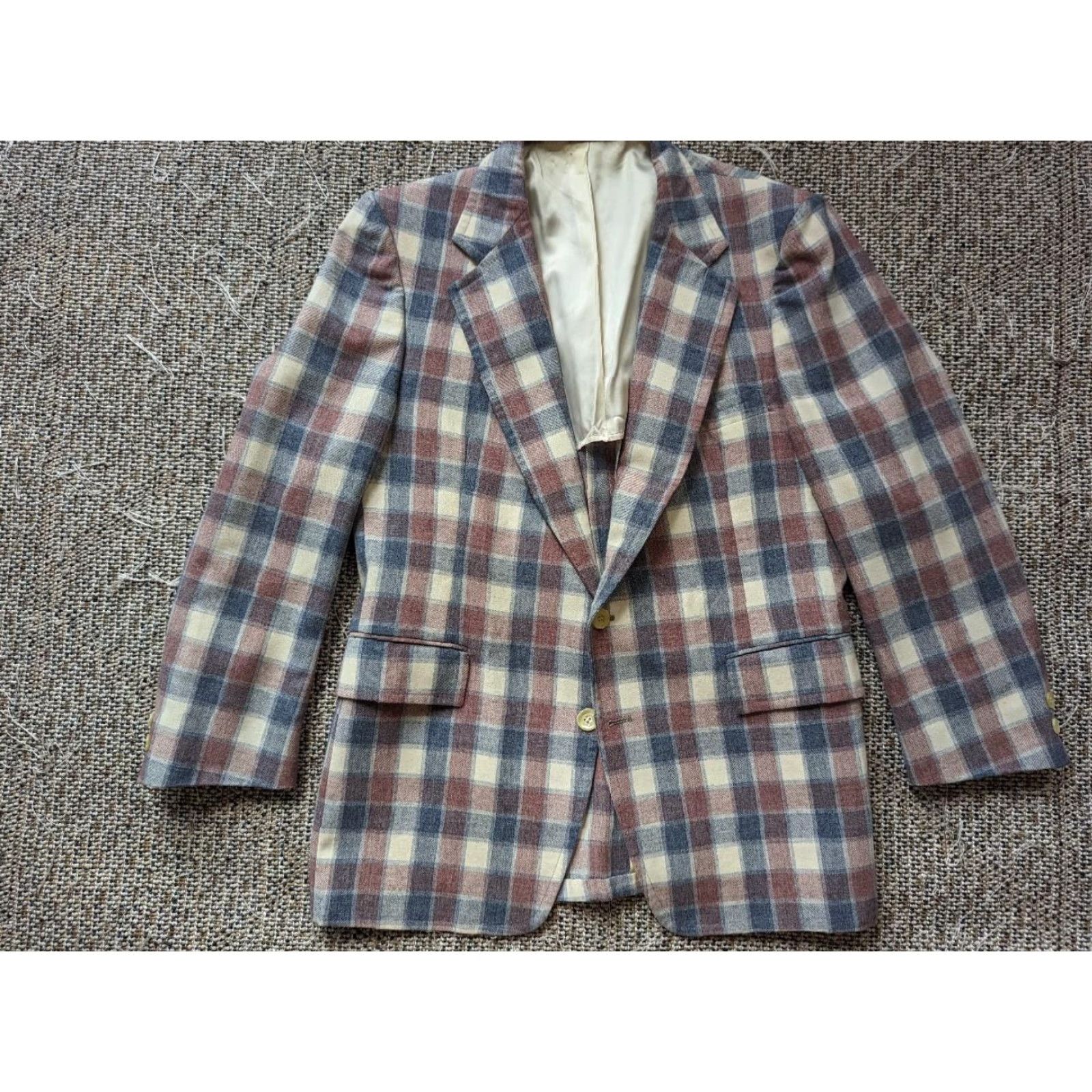 Vintage VINTAGE USA MADE PREPPY PLAID CHECK 40S BLAZER FLANNEL WOOL KENTUCKY DERBY MEN 40S Blazer Size 40R - 6 Thumbnail