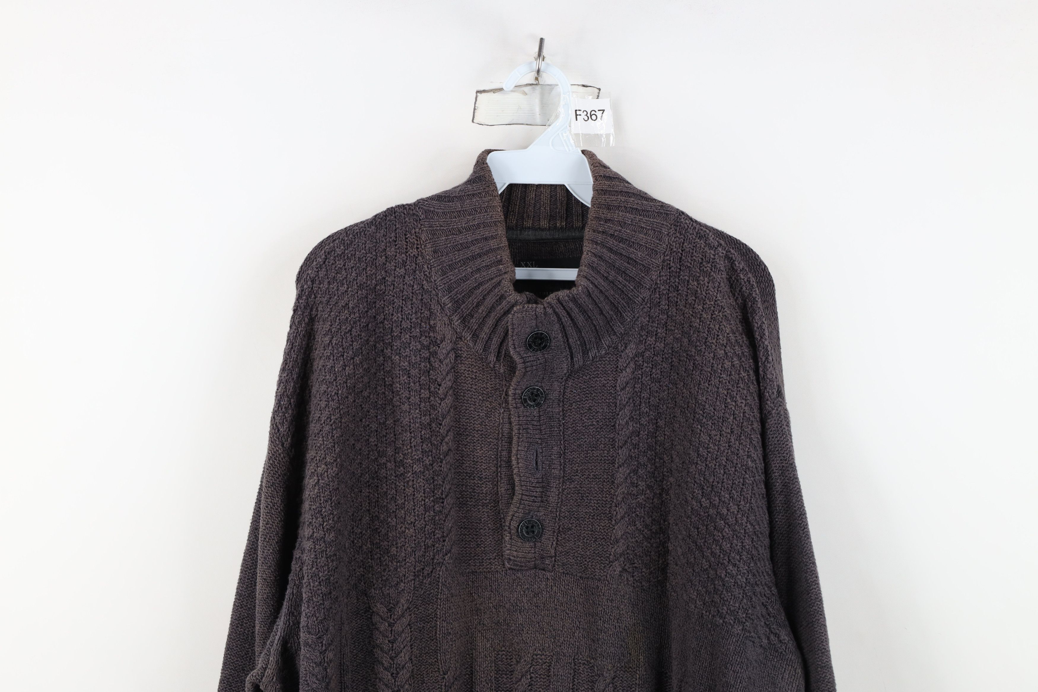 Vintage Buckle BKE Chunky Fisherman Cable Knit Henley Sweater Gray Size US XXL / EU 58 / 5 - 2 Thumbnail