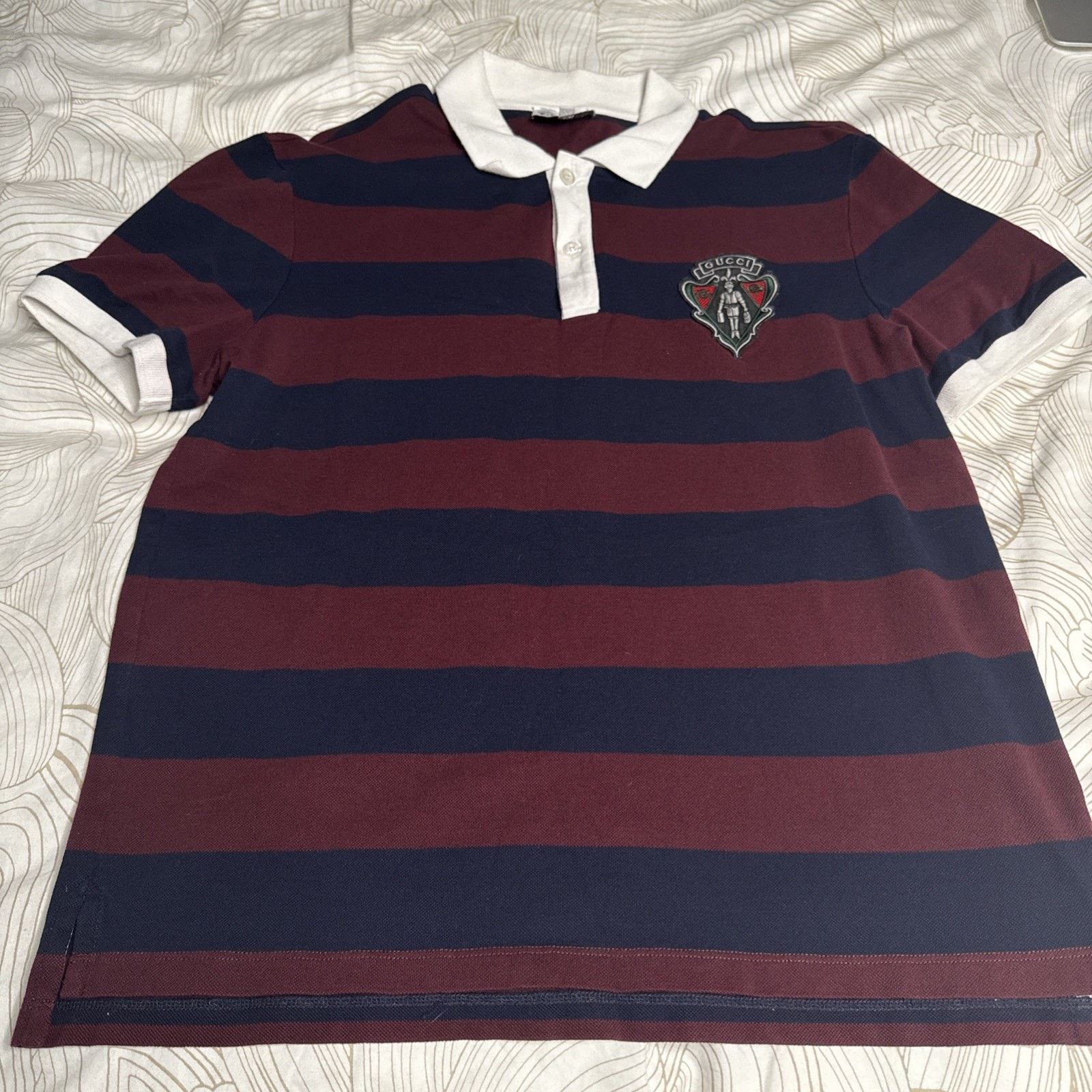 Gucci Gucci Men’s Striped Polo Shirt, Navy And Burgundy, Size XL Size US XL / EU 56 / 4 - 5 Thumbnail