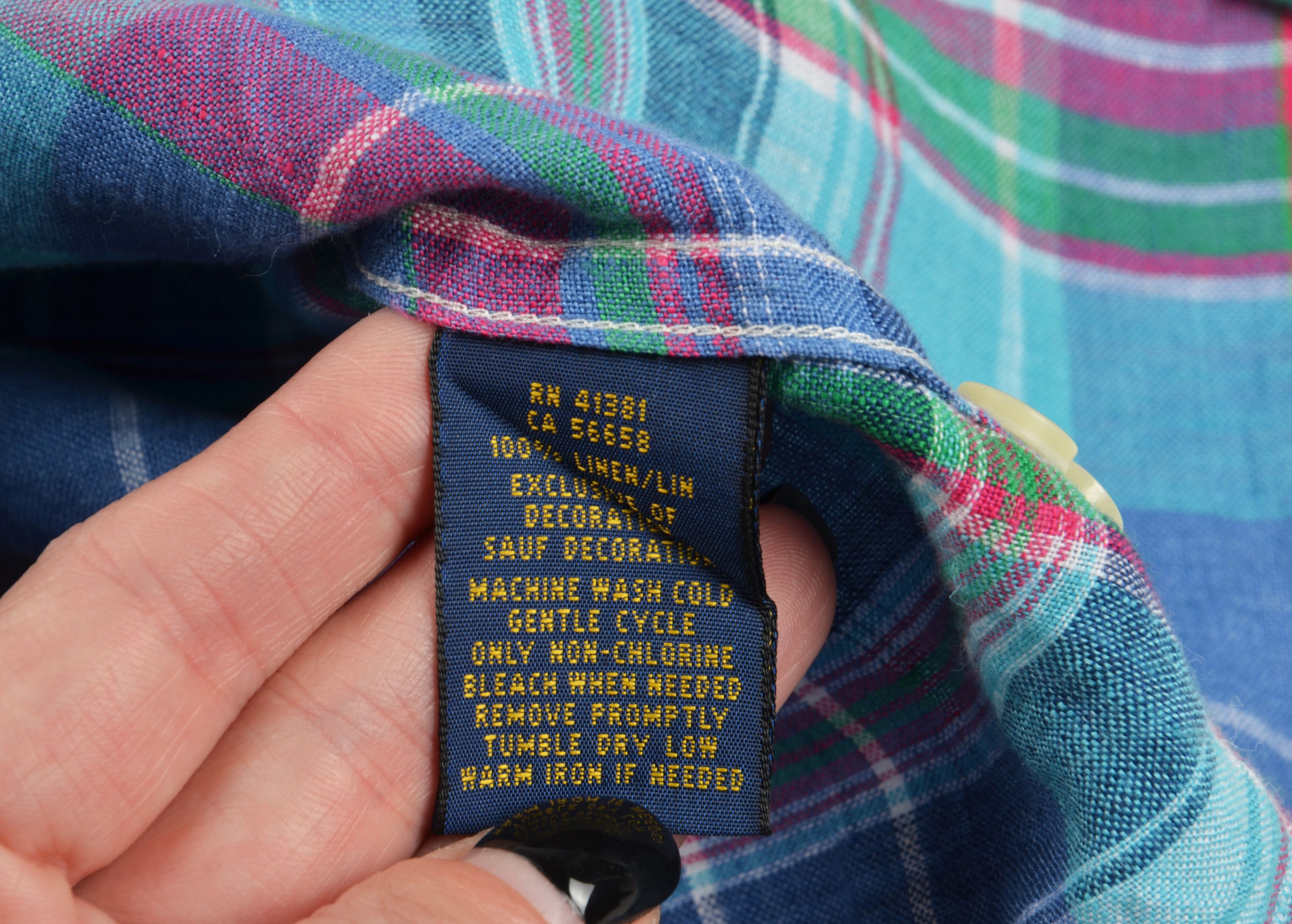 Ralph Lauren Vintage Ralph Lauren Linen Plaid Long Sleeve Shirt Size US L / EU 52-54 / 3 - 5 Thumbnail