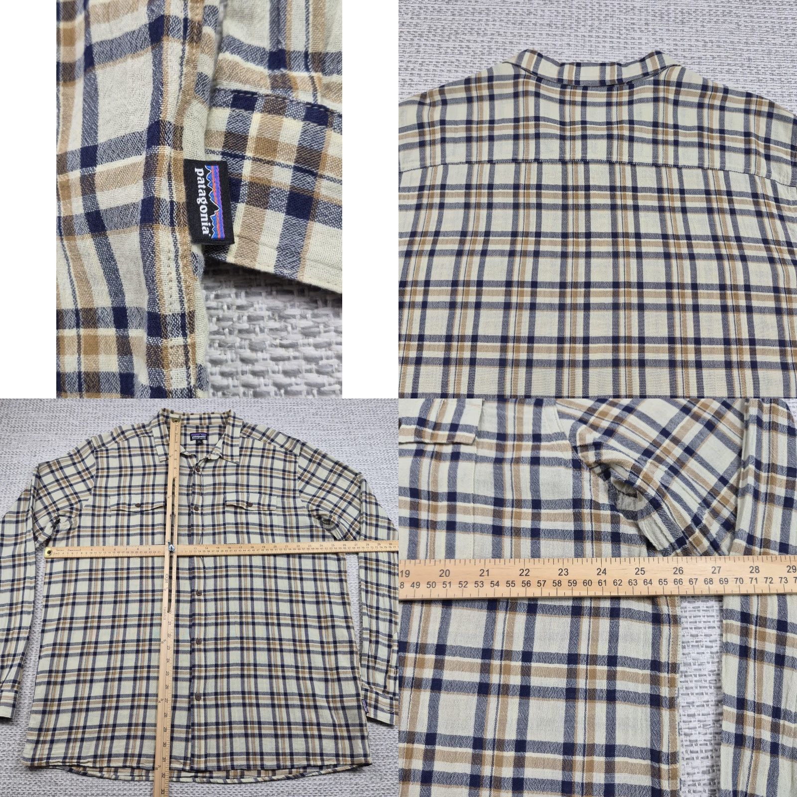 Patagonia Patagonia Button Up Shirt Mens 2XL Beige Plaid Cotton Long Sleeve Hipster Size US XXL / EU 58 / 5 - 8 Thumbnail