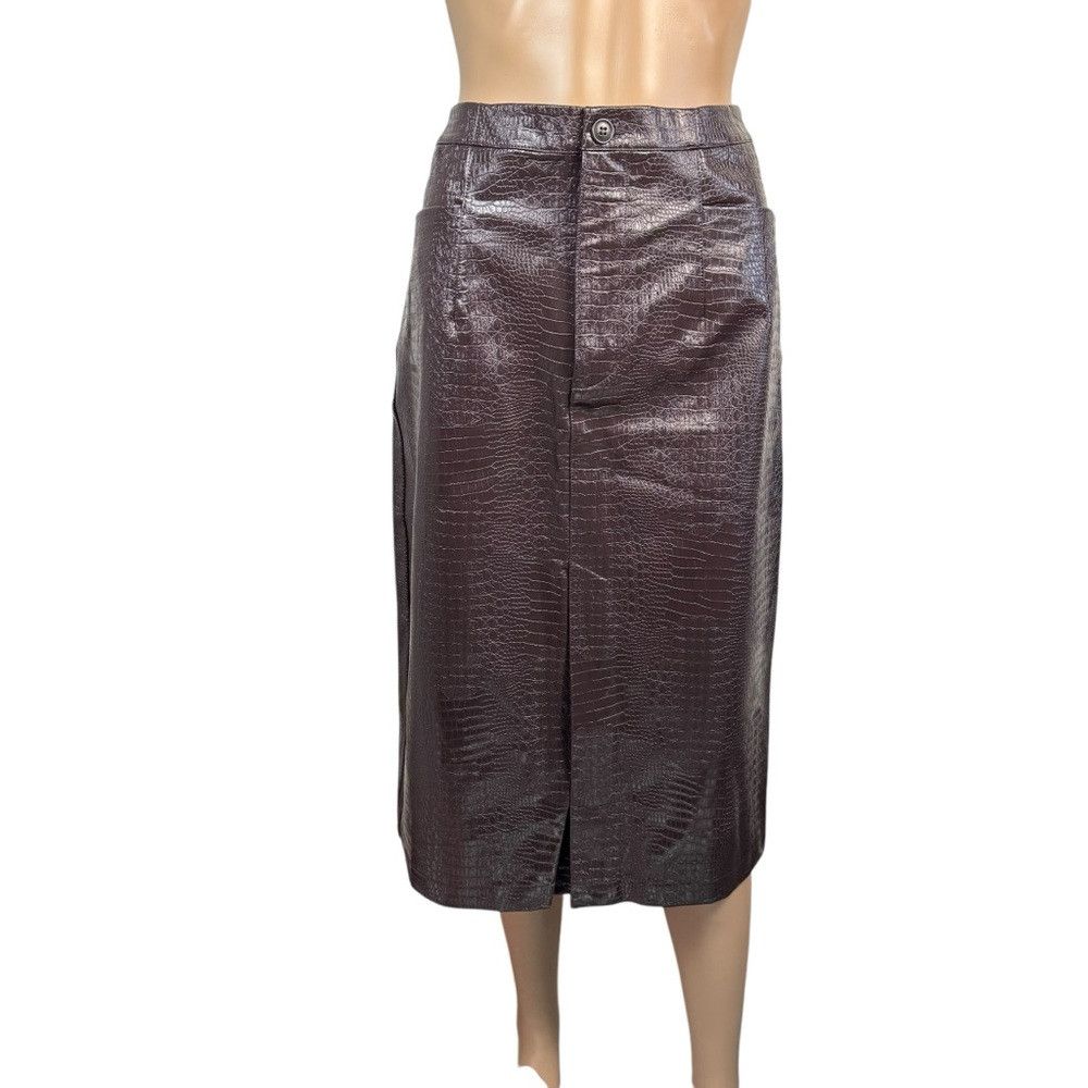 I.N.C New I.N.C. International Concepts Faux Leather Pencil Brown Size 32" / US 10 / IT 46 - 2 Thumbnail