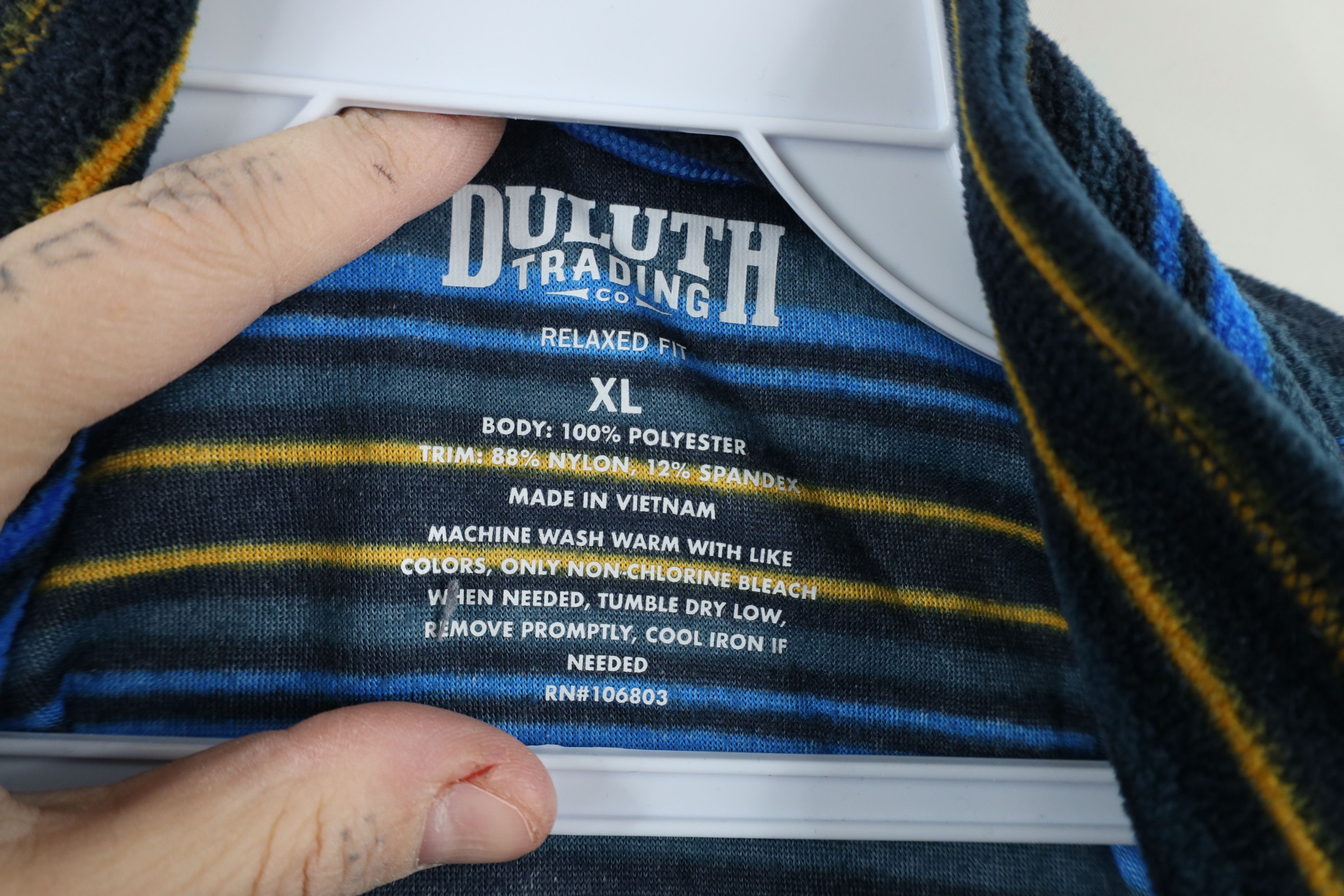 Duluth Trading Company × Vintage Duluth Trading Co Striped Fleece Half Zip Pullover Sweater Size US XL / EU 56 / 4 - 8 Thumbnail