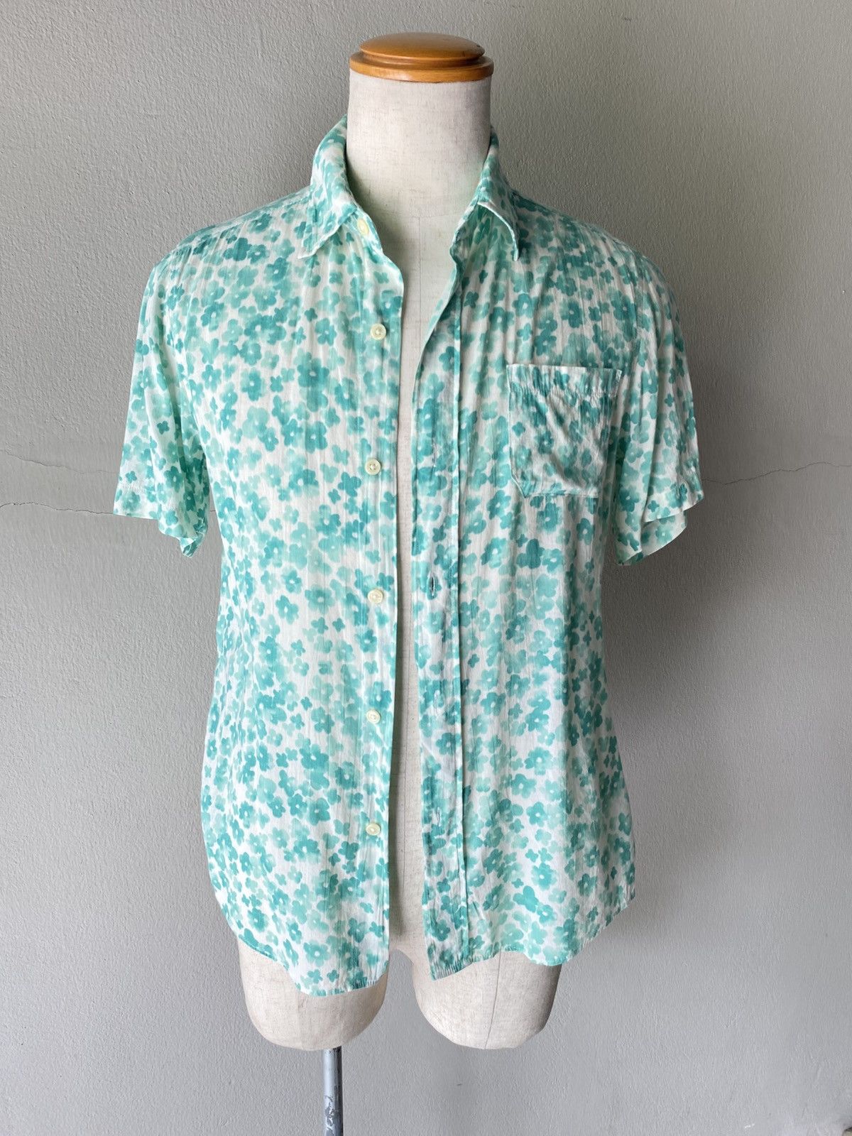 Golden Goose × Japanese Brand GGD White Short-Sleeve Shirt with Green Floral Print Size US M / EU 48-50 / 2 - 11 Thumbnail
