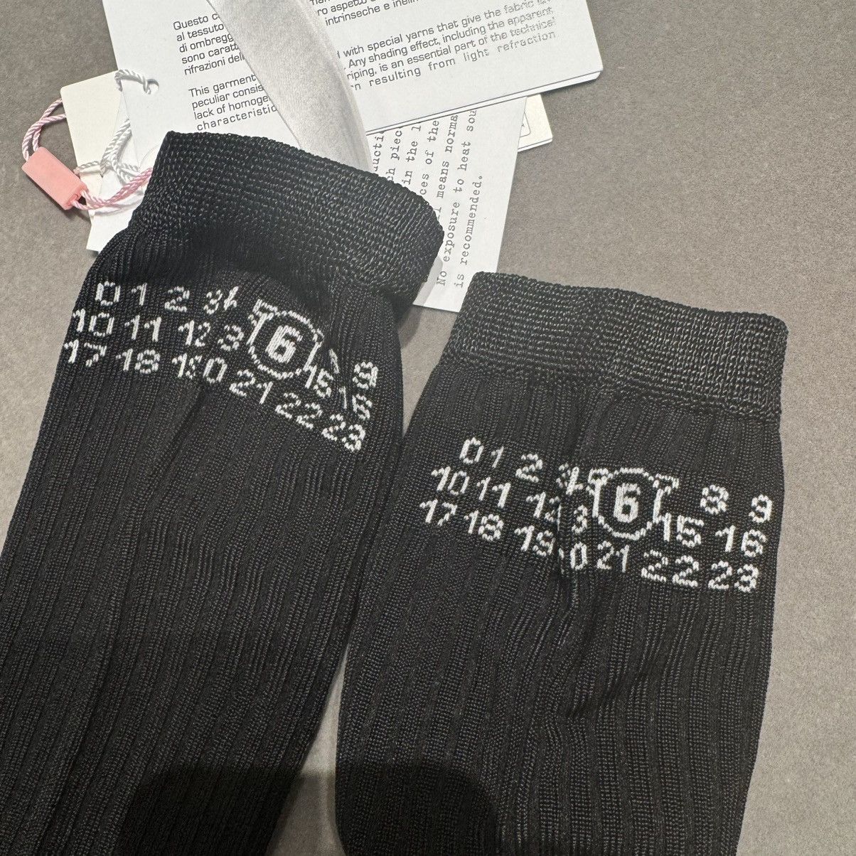 Maison Margiela MM6 Numeric Ribbed Over-the-Calf Socks - Black - S Size ONE SIZE - 12 Thumbnail