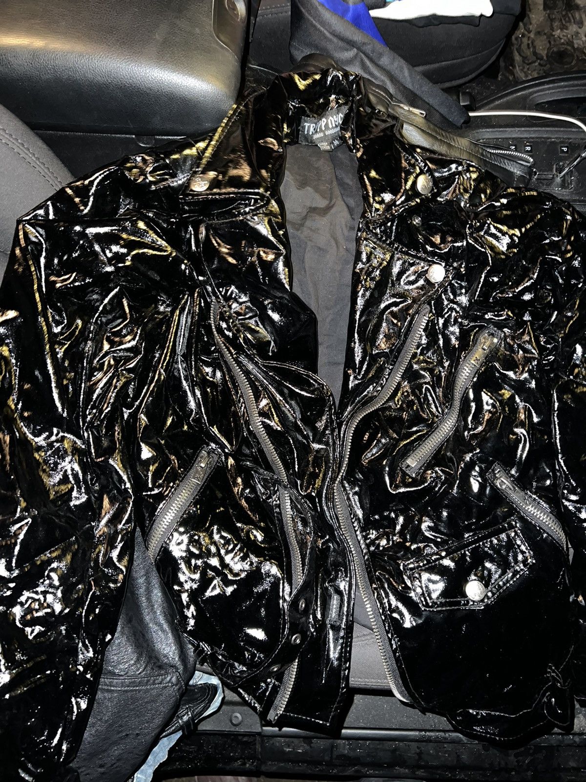 Tripp NYC Tripp NYC Vinyl Moto Leather Jacket Size US M / EU 48-50 / 2 - 2 Thumbnail