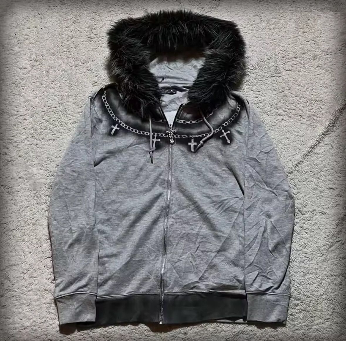Other High Street Punk Printed Necklace Gray Fur Hoodie Size US M / EU 48-50 / 2 - 2 Thumbnail