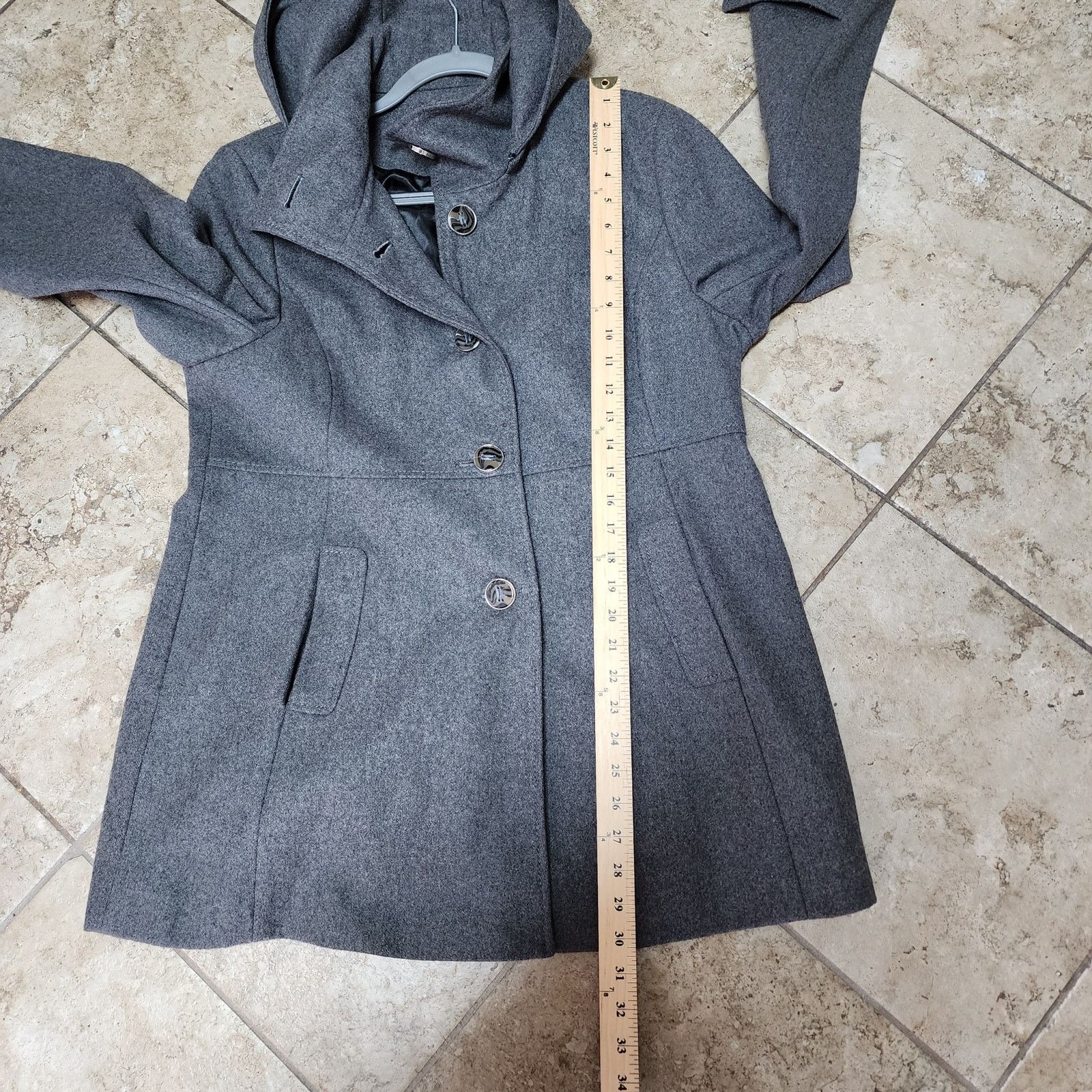 Kenneth Cole Womens Kenneth Cole Reaction Wool Coat sz14 Removable Hood Size XL / US 12-14 / IT 48-50 - 9 Thumbnail