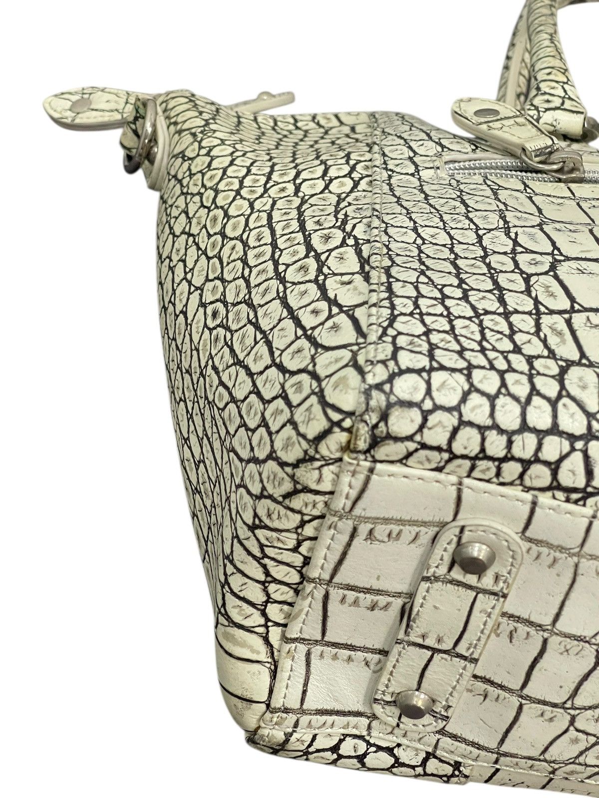 Genuine Leather Albino Crocodile Embossed Moda Principe Tote Bag 2🟩2 Size ONE SIZE - 14 Thumbnail