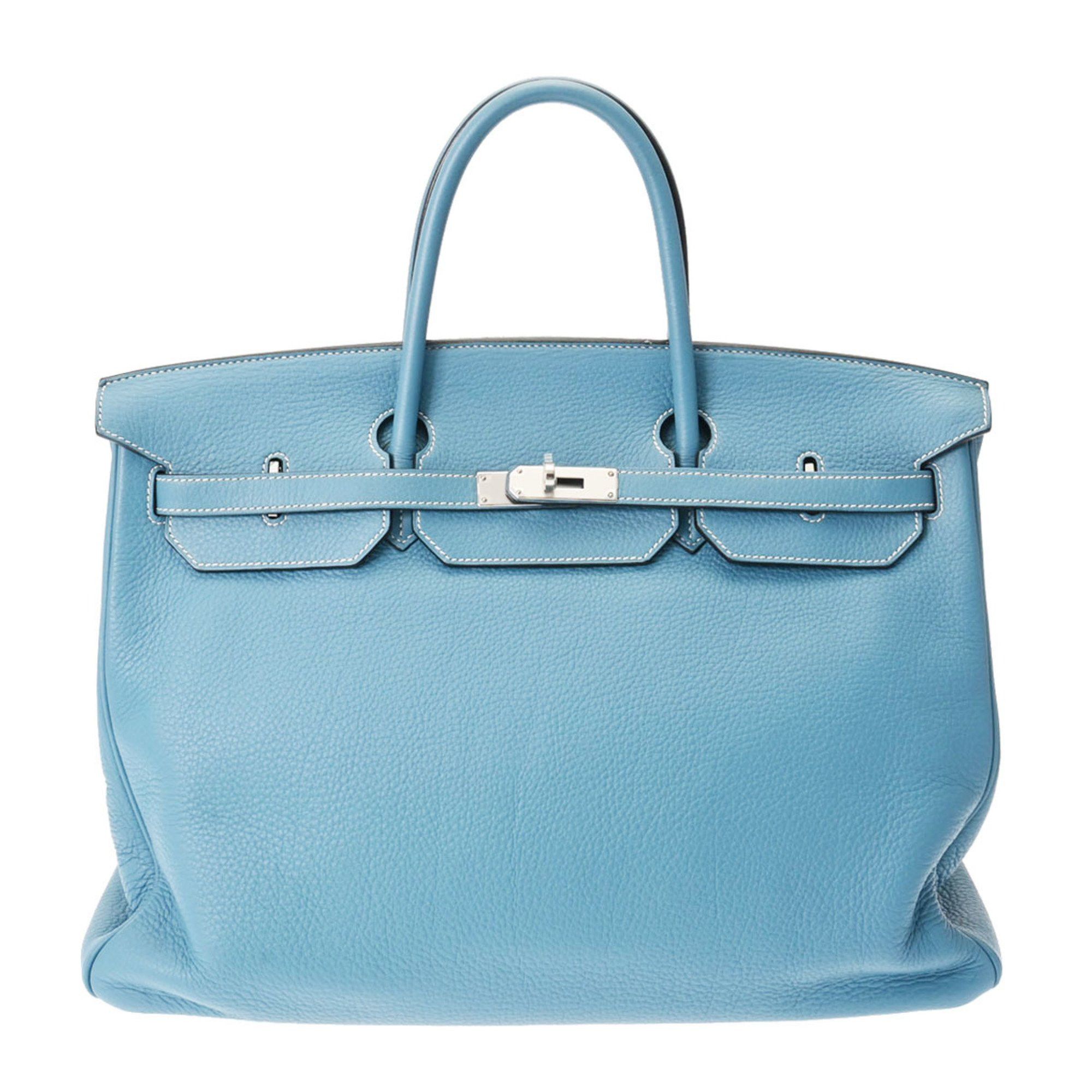 image of Hermes Birkin 40 Blue Jean Palladium Hardware - □O Stamp (Circa 2011) Unisex Taurillon Clemence Han
