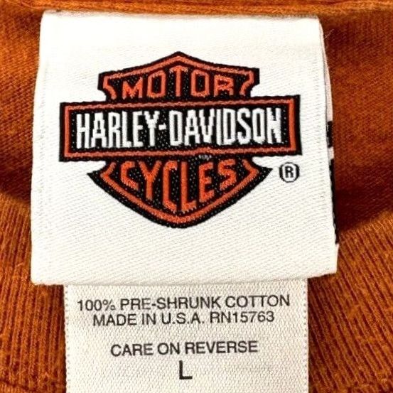 Harley Davidson Harley Davidson Shirt Mens Large Orange Cotton T-Shirt Tee Made In USA Deadwood Size US L / EU 52-54 / 3 - 3 Thumbnail