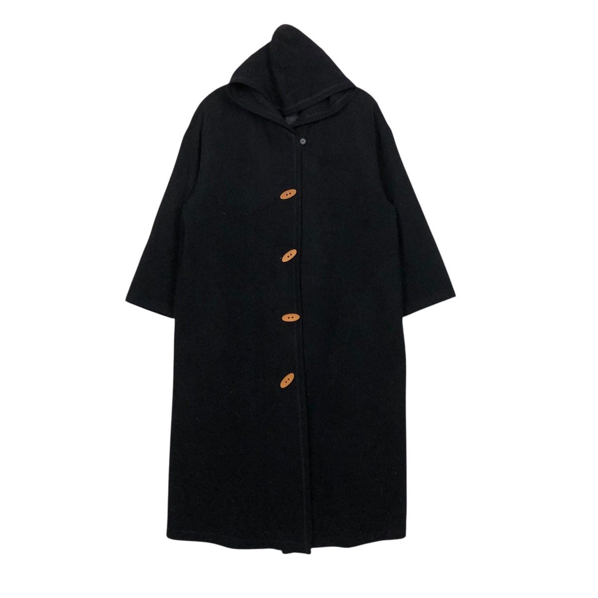 Issey Miyake 📌Rich Black Vintage Long Jacket K&M Collection Avant Garde Size US M / EU 48-50 / 2 - 2 Thumbnail