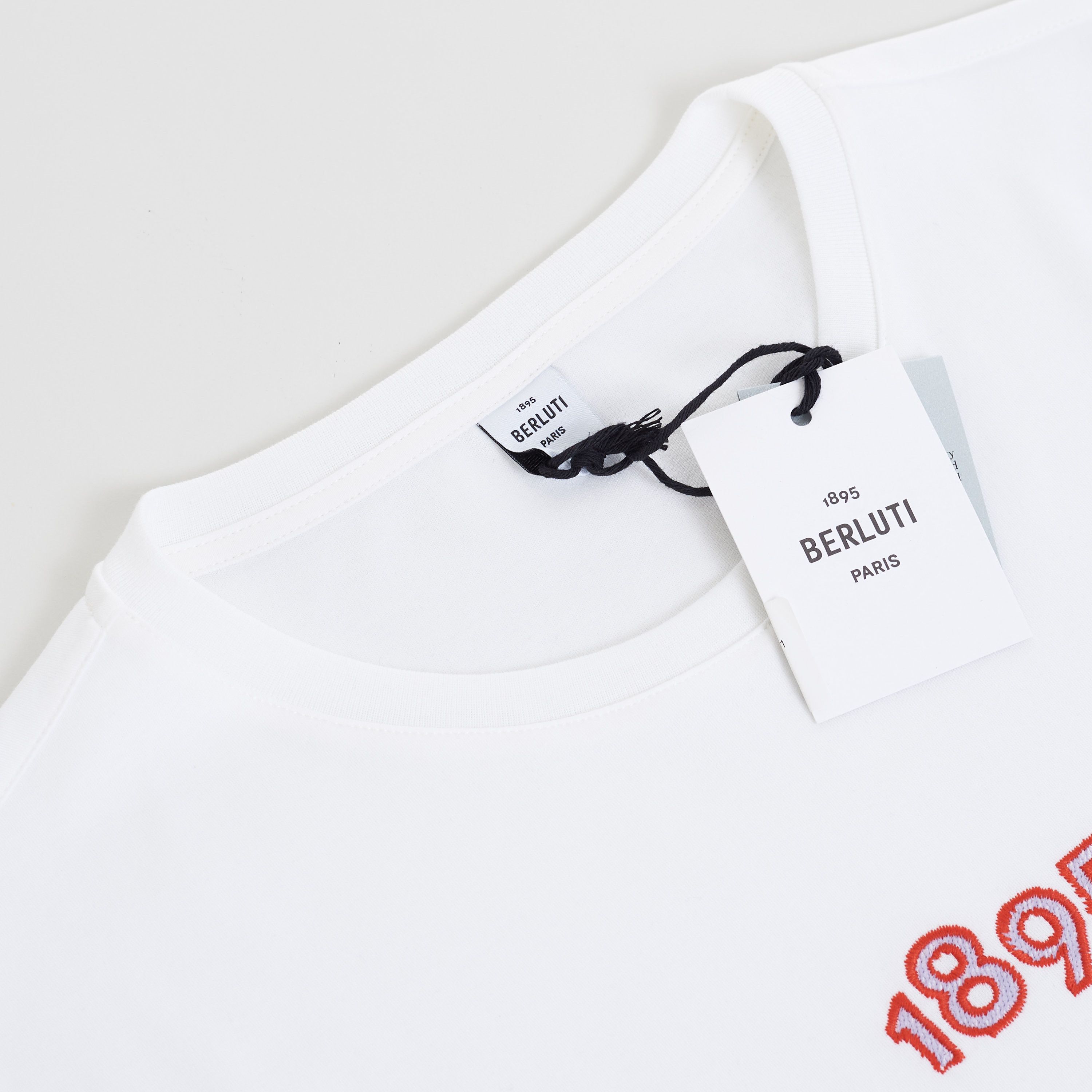 Berluti Embroidered Logo T-shirt In Optic White Cotton Size US XL / EU 56 / 4 - 9 Thumbnail