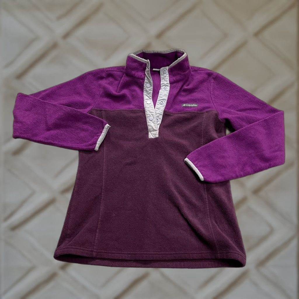 Vintage Columbia Benton Springs Fleece Jacket Women S Purple 1/4 Snap Button Outdoor Coat/ Jacket Regular Fit Size S / US 4 / IT 40 - 1 Thumbnail