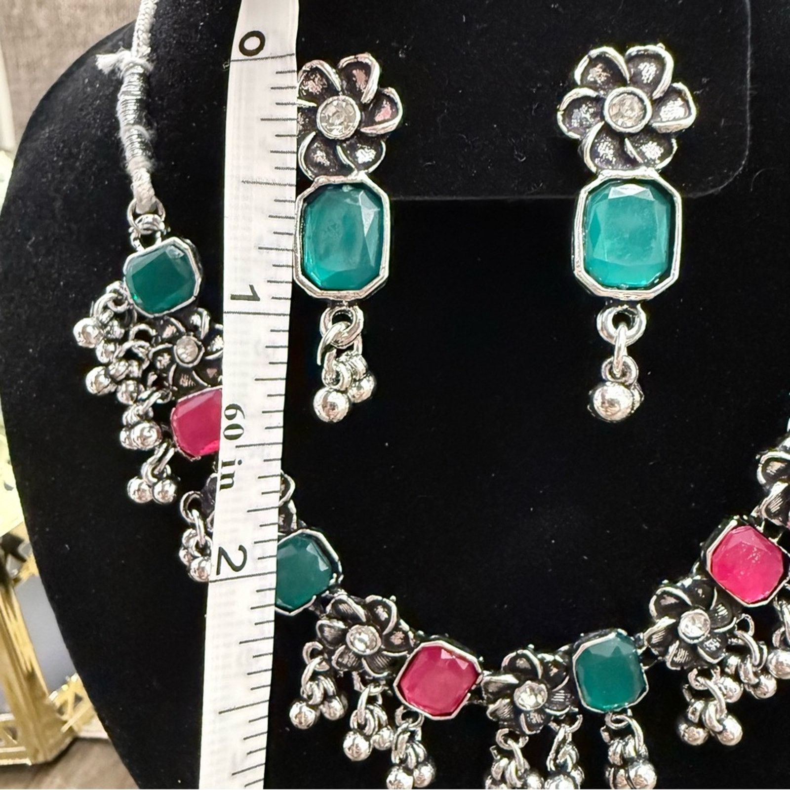& Other Stories Oxidized Silver Plated Floral Necklace and Earring Set Size ONE SIZE - 4 Thumbnail