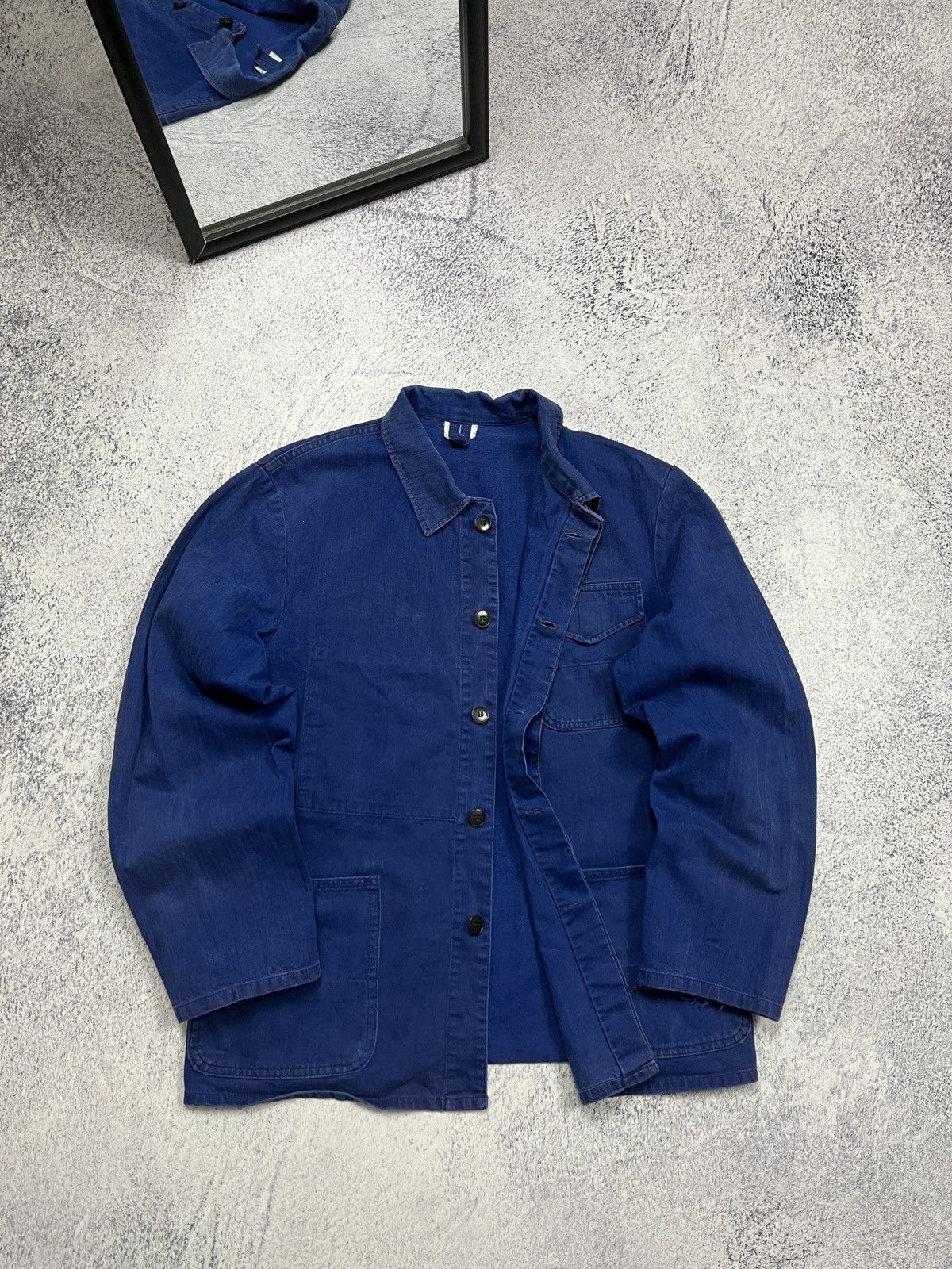 Le Laboureur French Workwear German Work Jacket Sanfor Blue Chore Coat Size US M / EU 48-50 / 2 - 17 Thumbnail