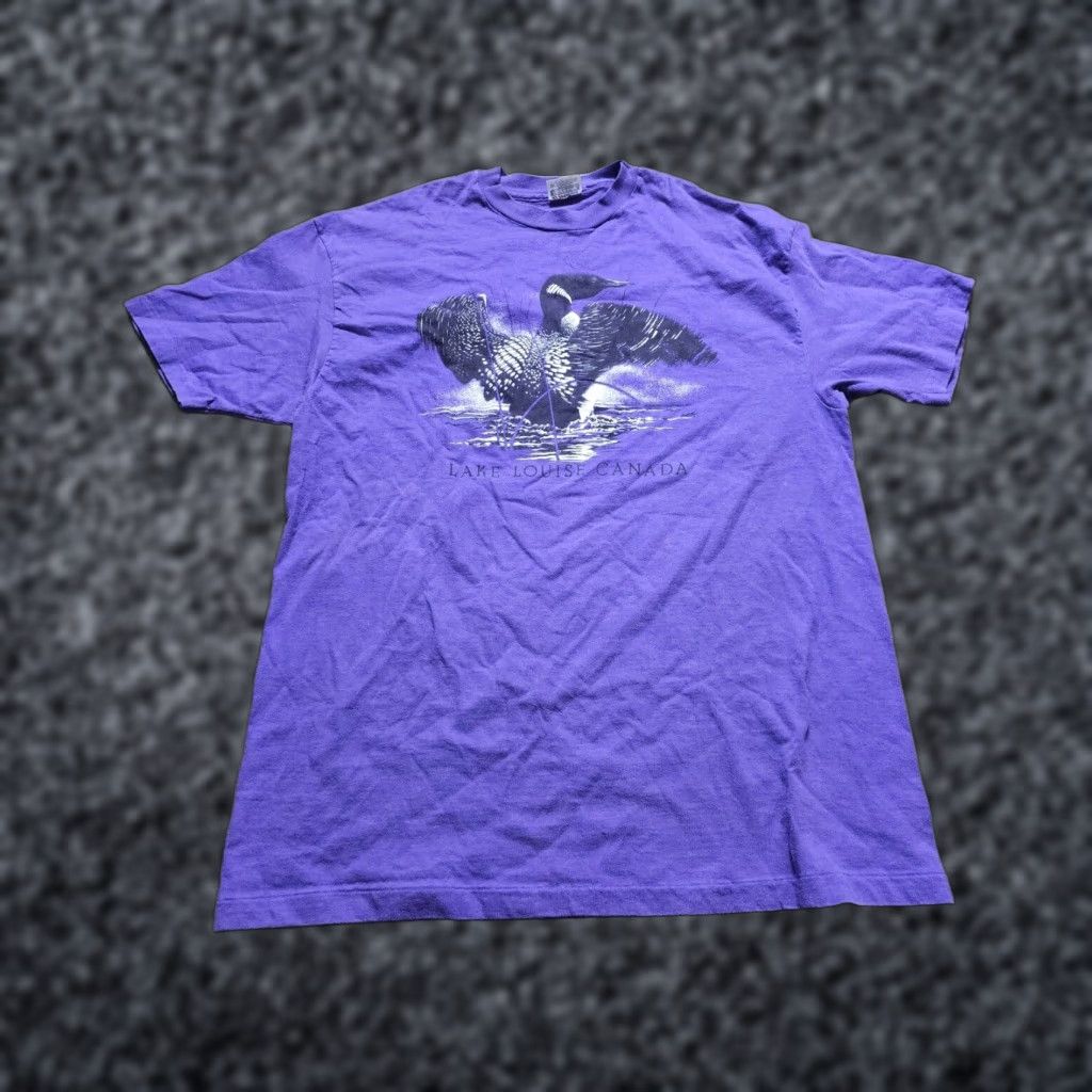 Hanes VINTAGE Hanes XL Purple Lake Louise Canada Goose Single Stitch T-Shirt 80s Mens Size US XL / EU 56 / 4 - 1 Thumbnail
