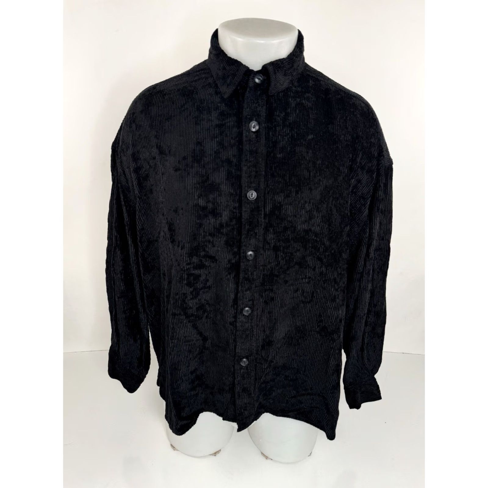 Rag & Bone Rag & Bone - Oversized Mens L Ribbed Velvet Corduroy Shirt - Button-Up Long Sleeve Black EXC Size US L / EU 52-54 / 3 - 2 Thumbnail