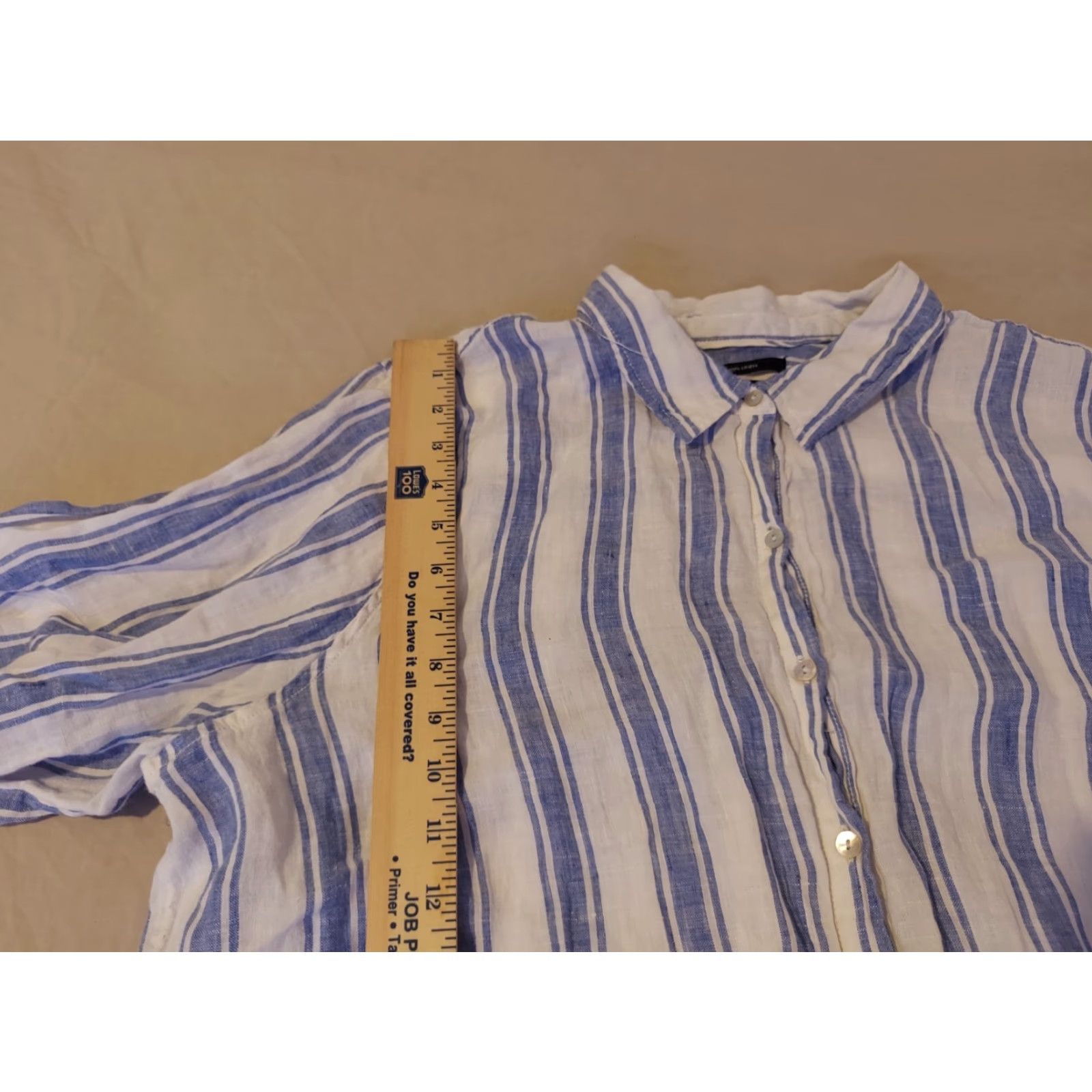 Vintage Womens Tahari Linen Dress Shirt 1X Blue Button Blouse Size XL / US 12-14 / IT 48-50 - 4 Thumbnail