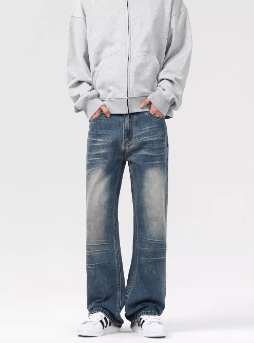 Japanese Brand × Jean Retro washed distressed straight loose bootcut baggy jeans Size US 34 / EU 50 - 1 Thumbnail