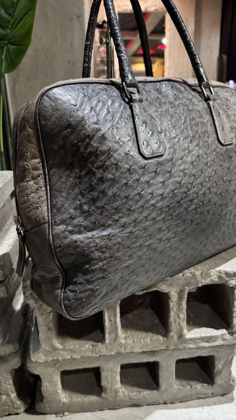 Prada Prada ostrich Briefsace Leather Bag Size ONE SIZE - 3 Thumbnail