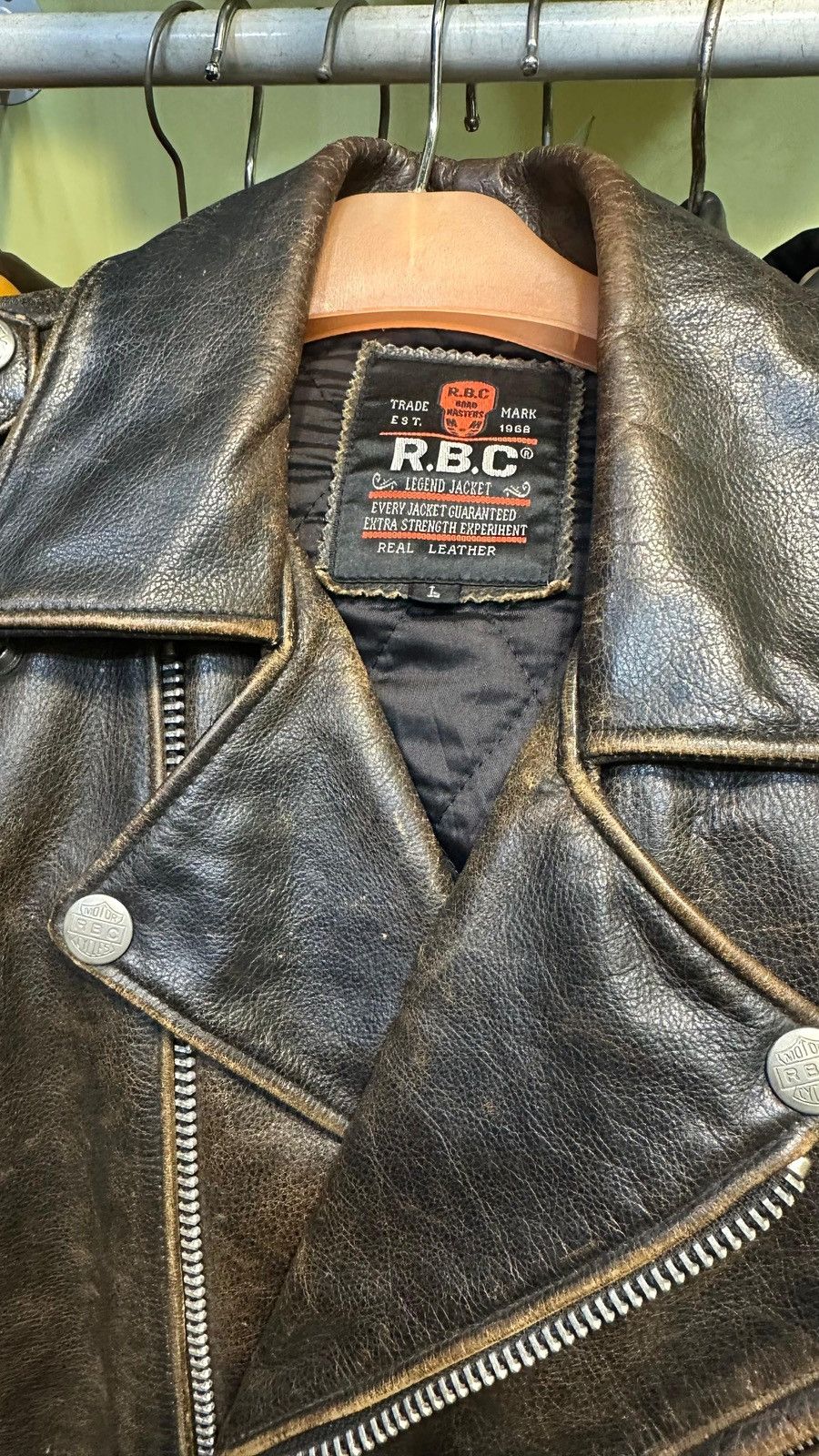 Genuine Leather RBC LEATHER RIDING JACKET - RAMONES MODEL Size US L / EU 52-54 / 3 - 4 Thumbnail