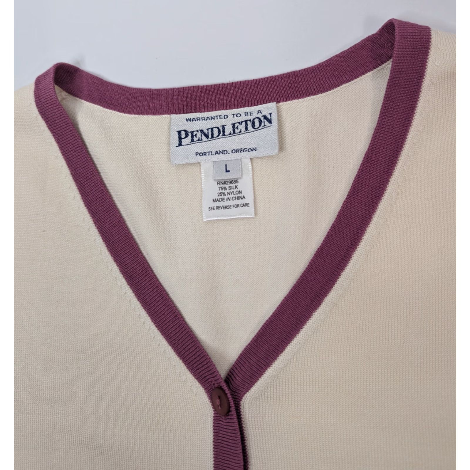 Pendleton Pendleton Silk Blend Ivory Button Cardigan V-Neck Sweater Size Large Preppy Size L / US 10 / IT 46 - 7 Thumbnail