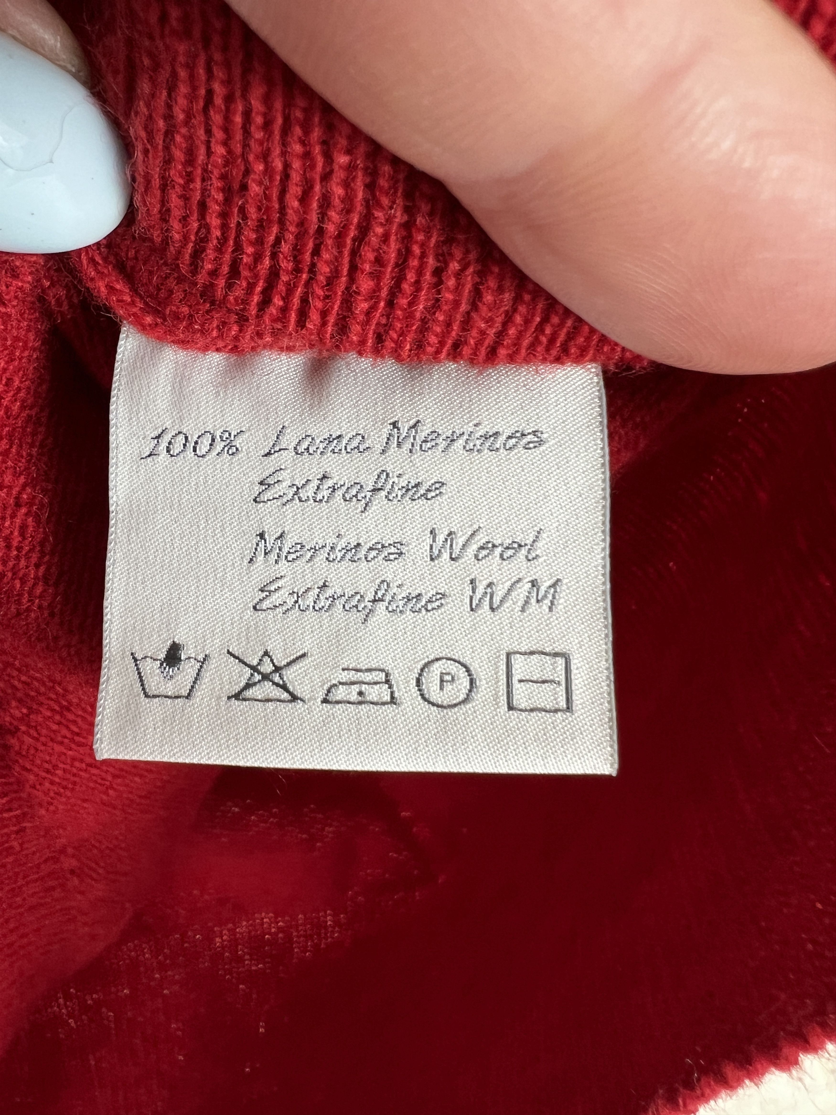 Other H9 53 100% Lana Merino Wool Red Sweater Made in Italy Size US M / EU 48-50 / 2 - 5 Thumbnail