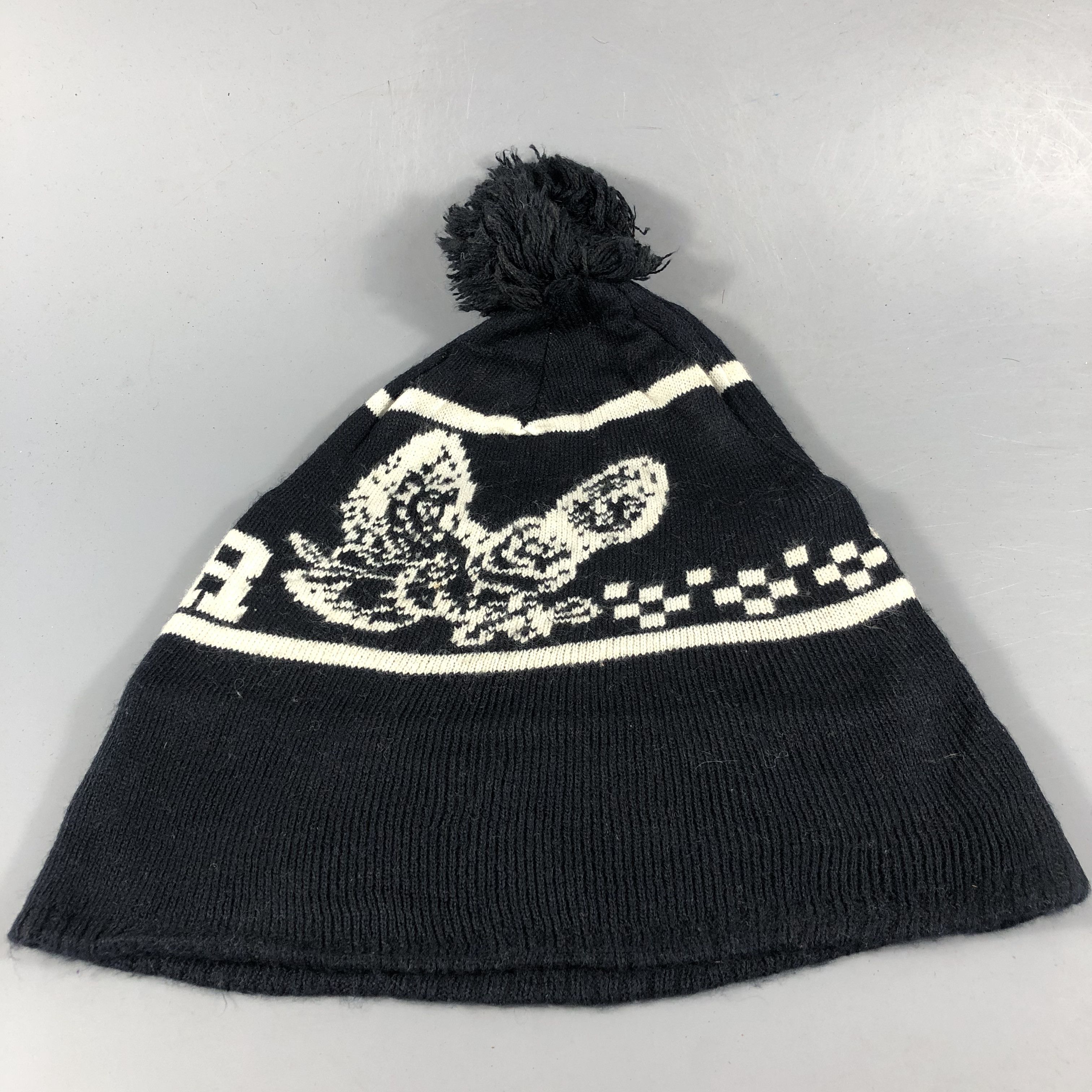 Japanese Brand Back Number Slouchy Bobble Beanie Snowcap Snow Hat B1033 Size ONE SIZE - 4 Thumbnail