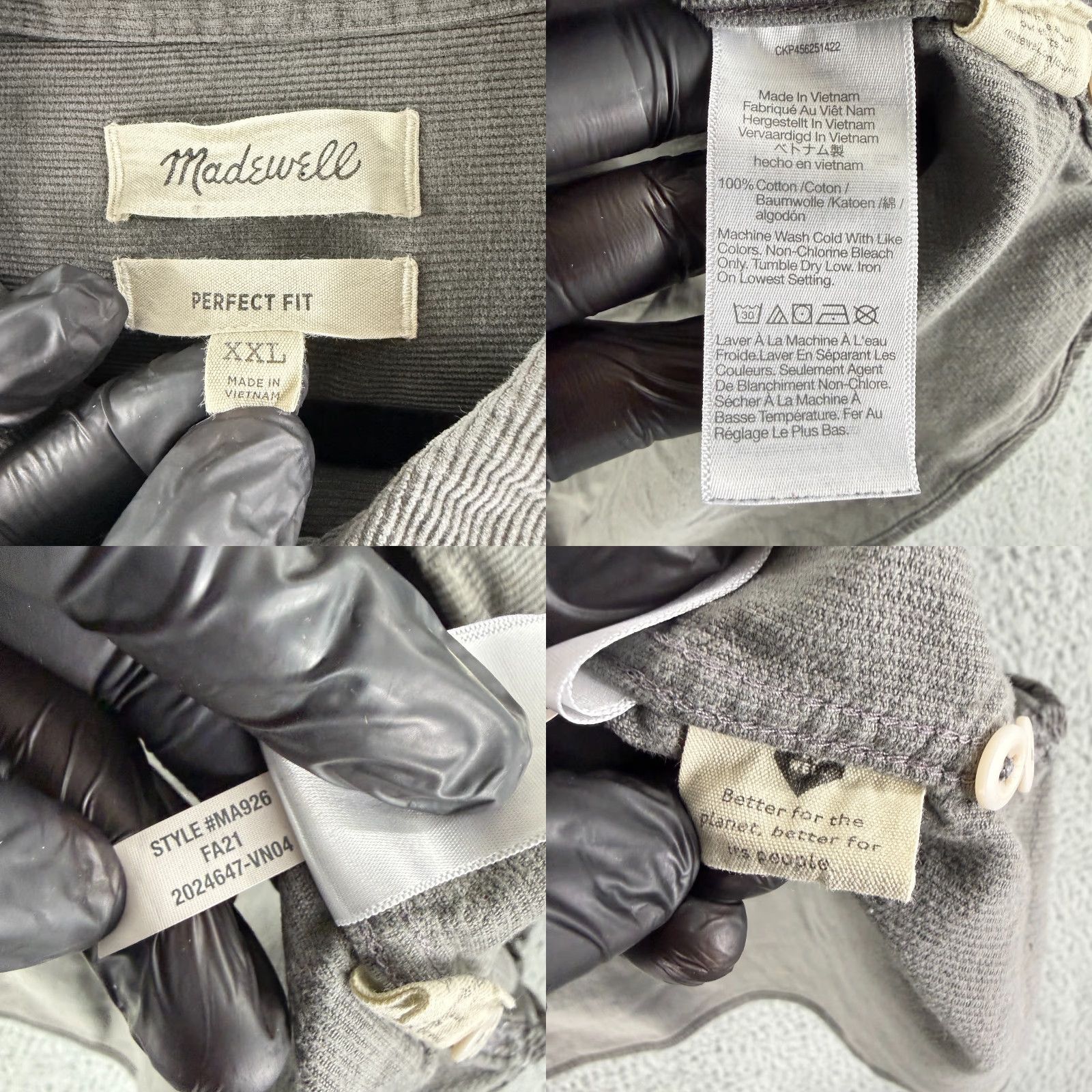 Madewell Madewell Button-Down Shirt Mens XXL Gray Corduroy Long Sleeve Casual Shirt Size US XXL / EU 58 / 5 - 8 Thumbnail