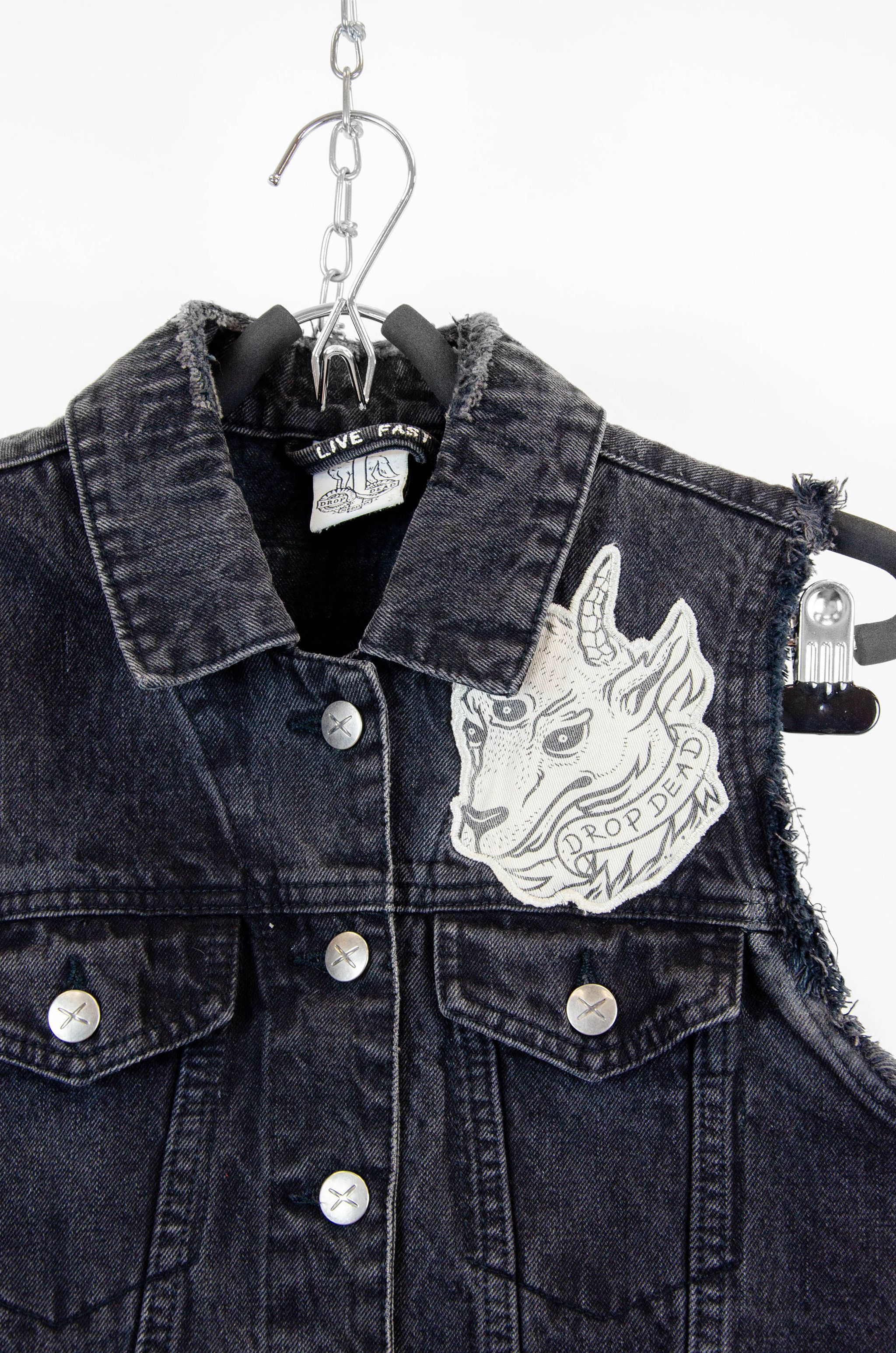 Drop Dead Clothing Drop Dead Punk Denim Vest – Size M Size M / US 6-8 / IT 42-44 - 4 Thumbnail