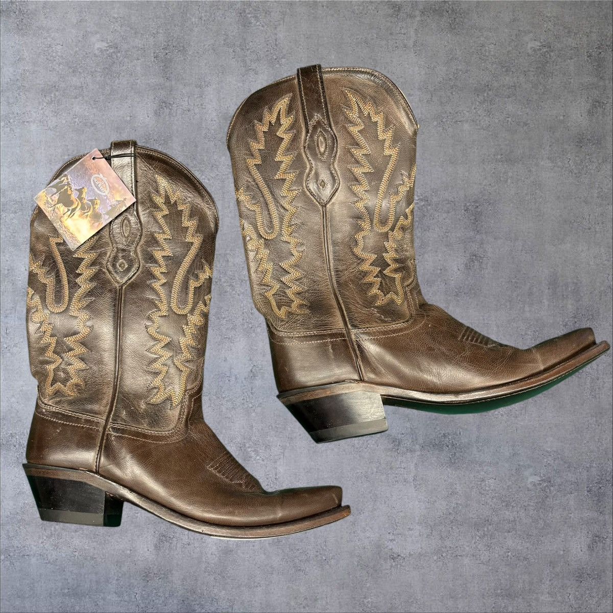 Cowboy Equipment Brown Old West Leather Cowboy Boots Size US 7 / IT 37 - 1 Thumbnail