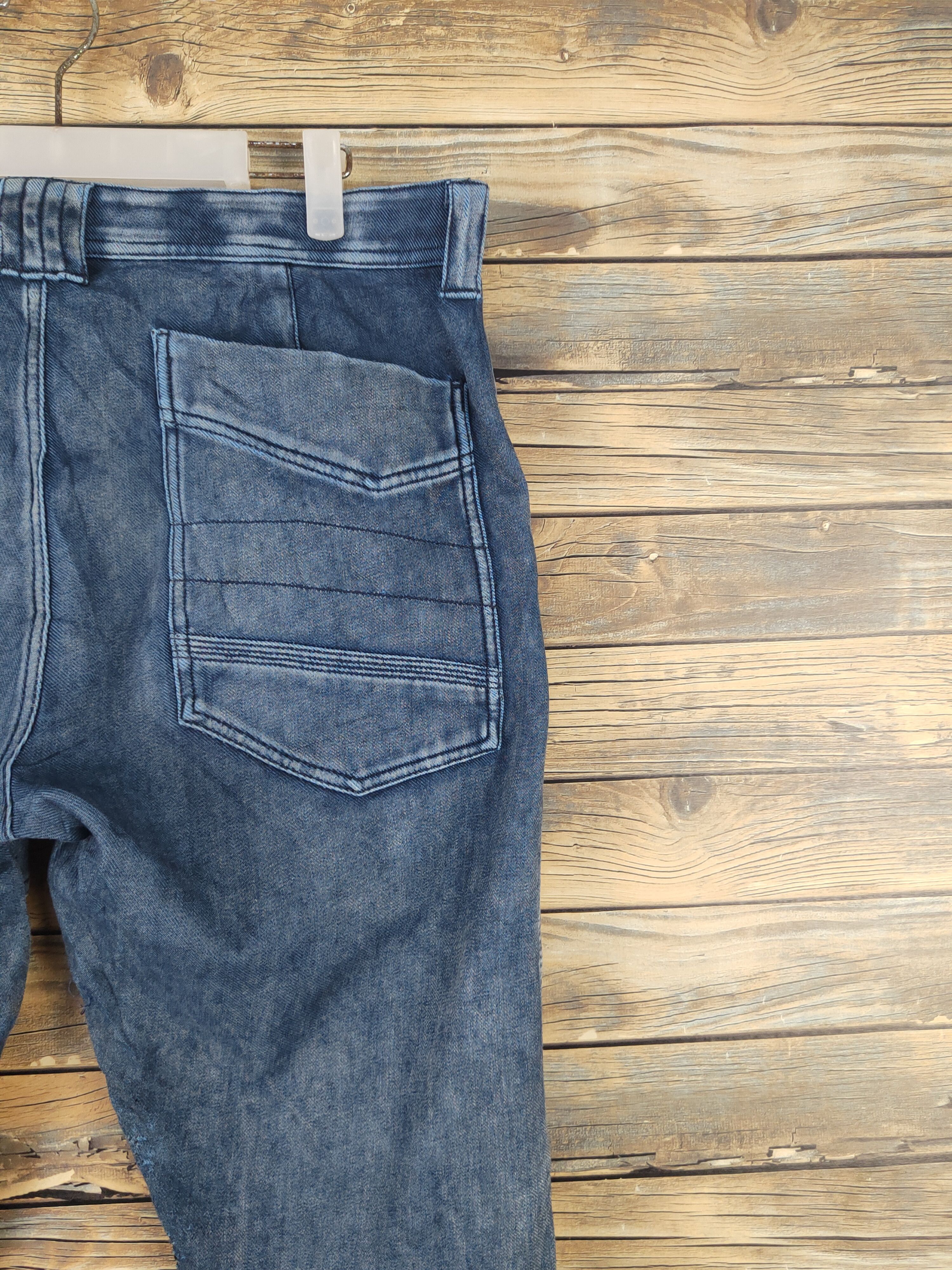 Japanese Brand FieldCore Dark Blue Distressed Ripped Jogger Jeans #W1996 Size US 35 - 18 Thumbnail