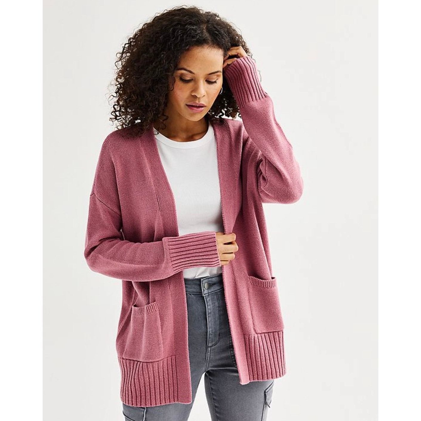 Sonoma Sonoma Dusty Mauve Open Front Knit Cardigan Women M - A008 Size M / US 6-8 / IT 42-44 - 1 Thumbnail