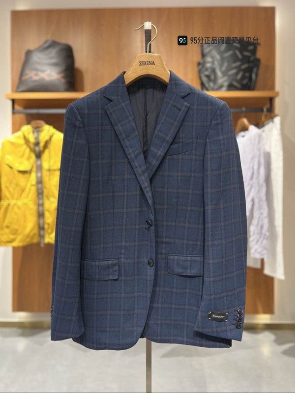 Ermenegildo Zegna Zegna Men's Check Lapel Long Sleeve Blazer. Size US M / EU 48-50 / 2 - 4 Thumbnail