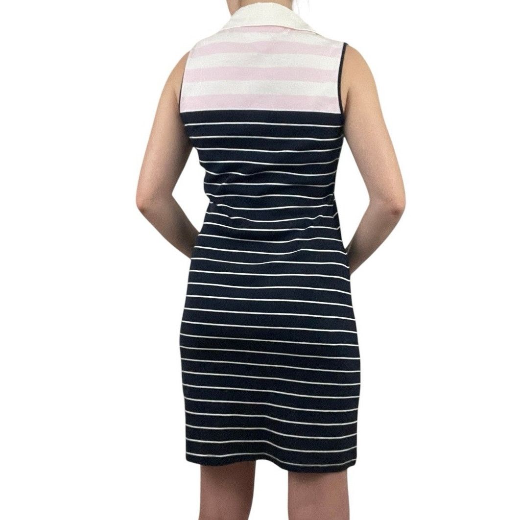 Tommy Hilfiger Tommy Hilfiger Navy Blue & Pink Striped Knit Mini Dress Size S / US 4 / IT 40 - 3 Thumbnail