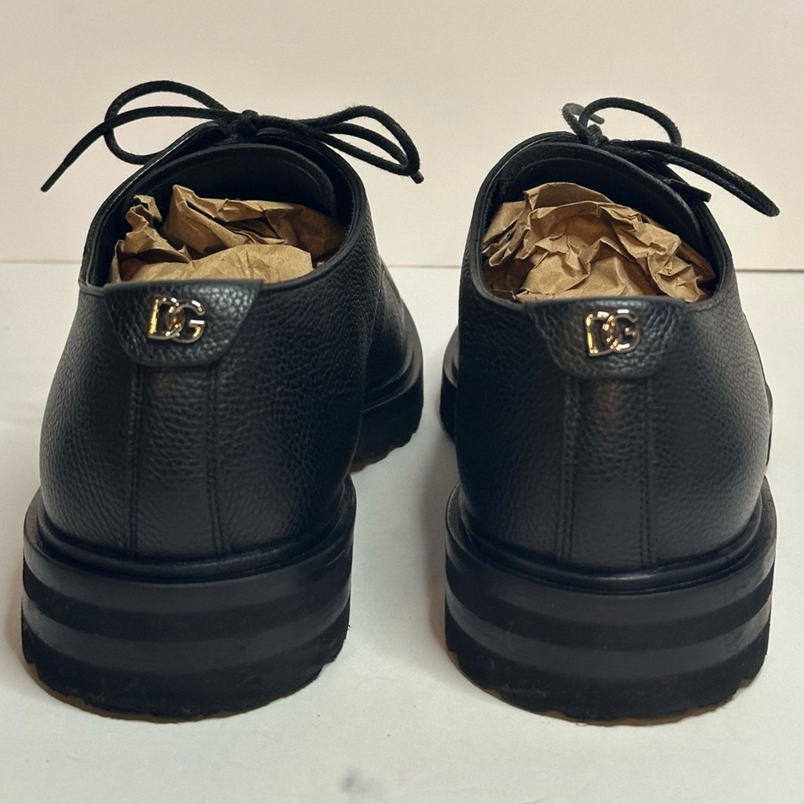 Dolce & Gabbana Black Grained Calf-skin Derby Shoes US 10 Lace Vibram Sole Size US 10 / EU 43 - 8 Thumbnail